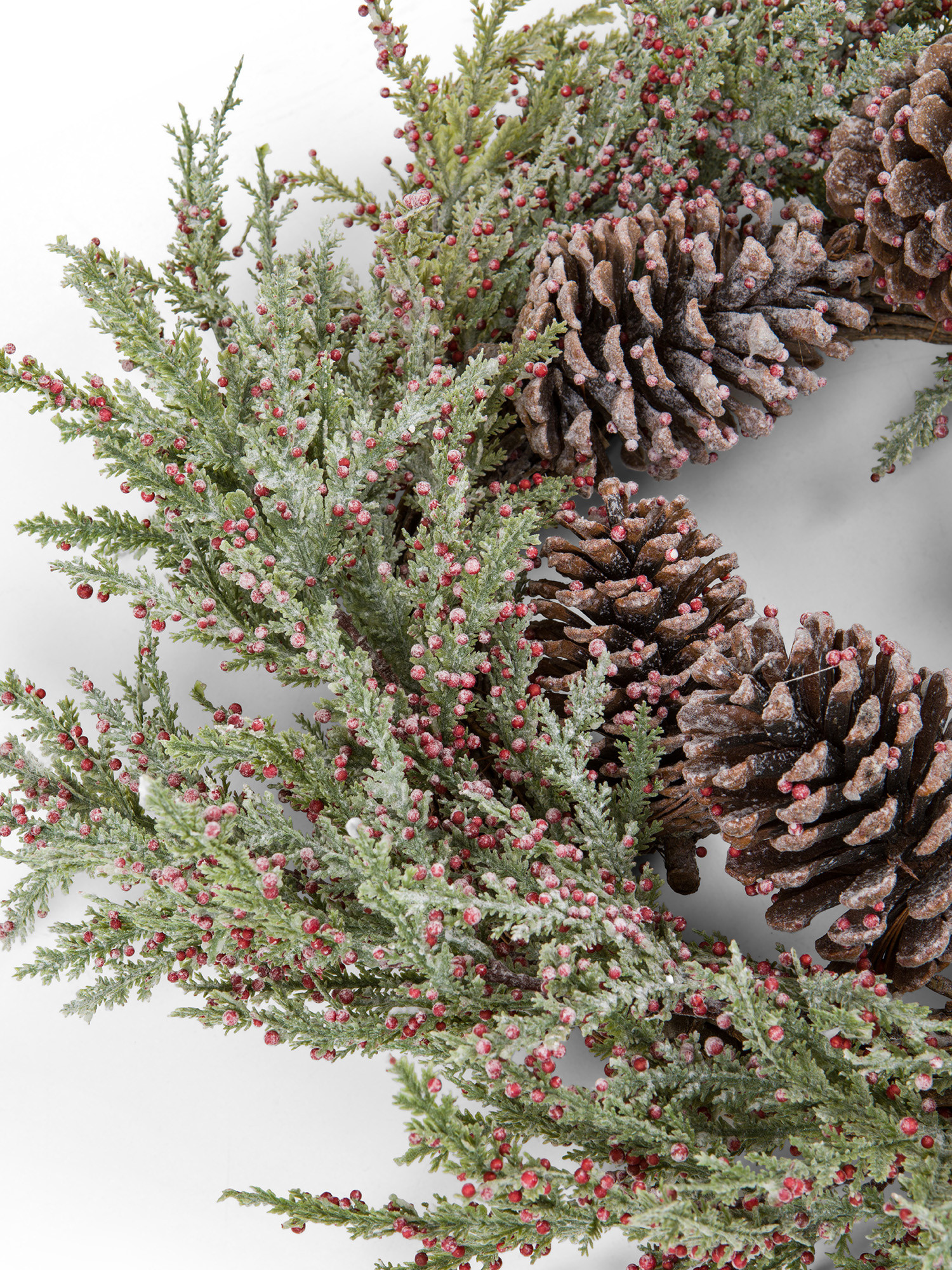 Decorative cone with pine cones and berries, White, large image number 1