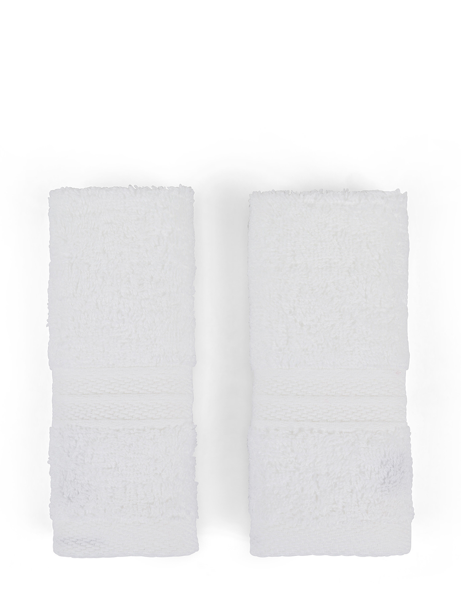 Set of 2 Zefiro solid color 100% cotton washcloths, White, large image number 0