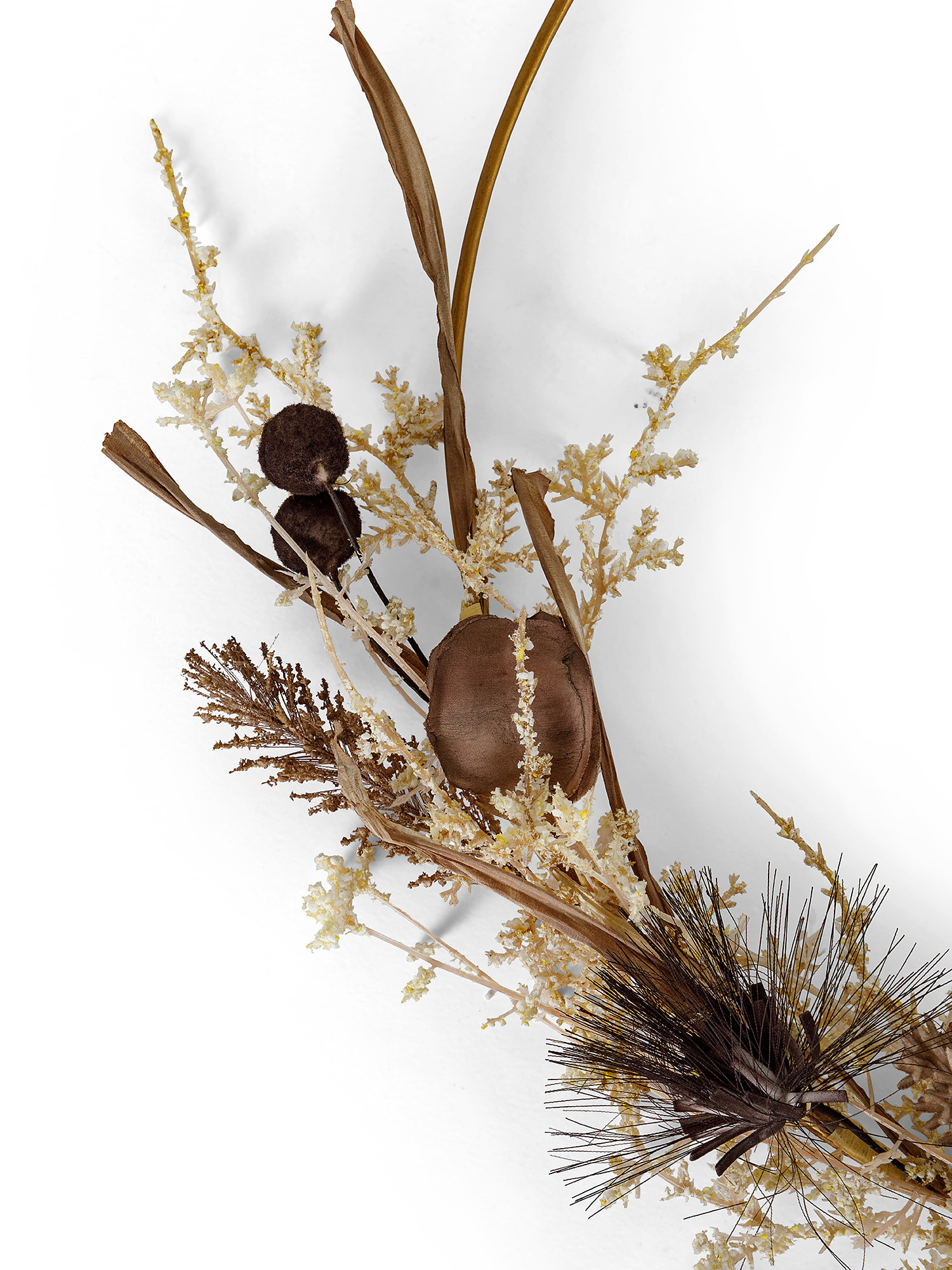 Corona decorativa fiori artificiali, Marrone chiaro, large image number 1