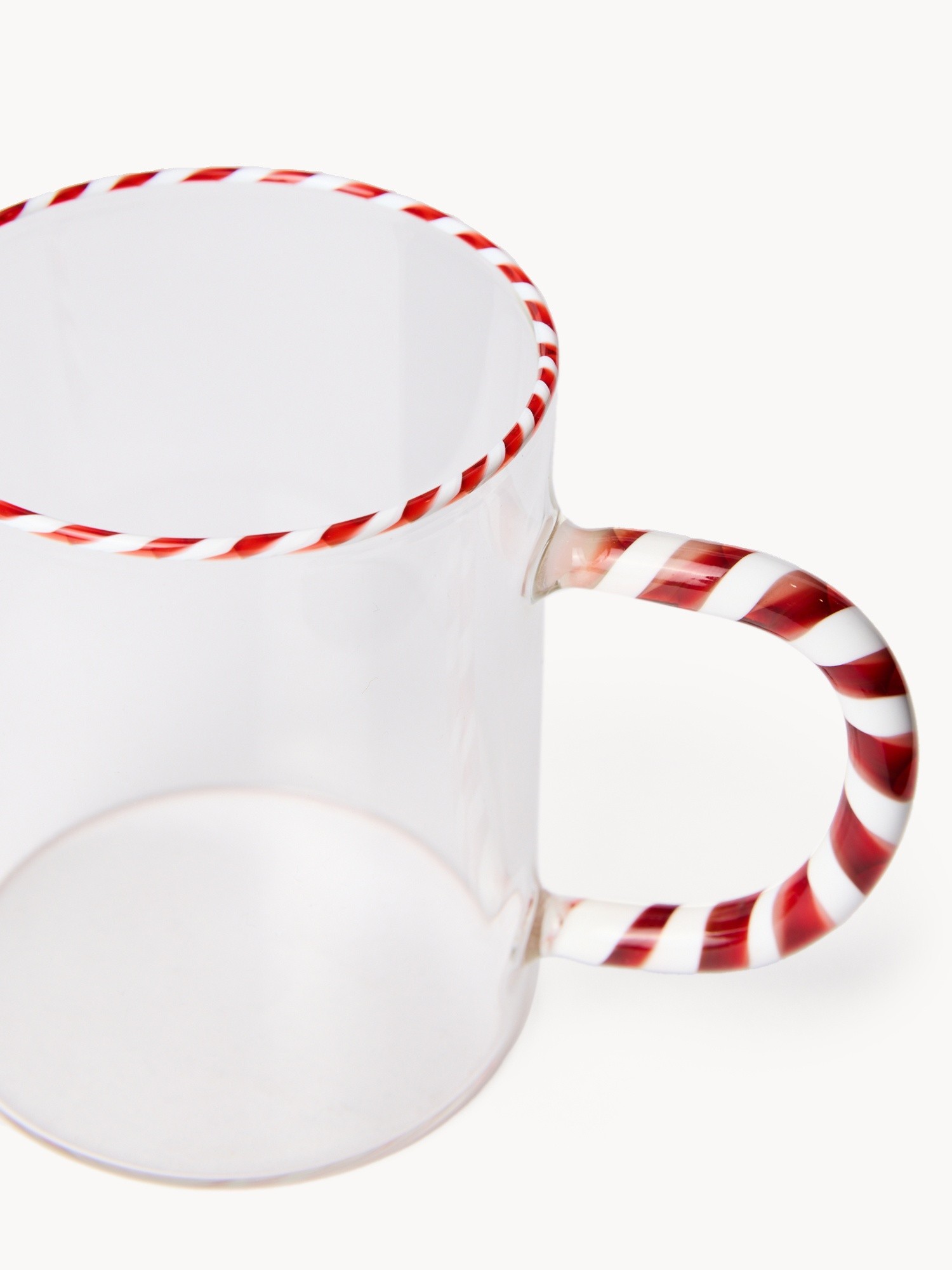 Borosilicate glass mug with a candy cane-style handle, Transparent, large image number 1
