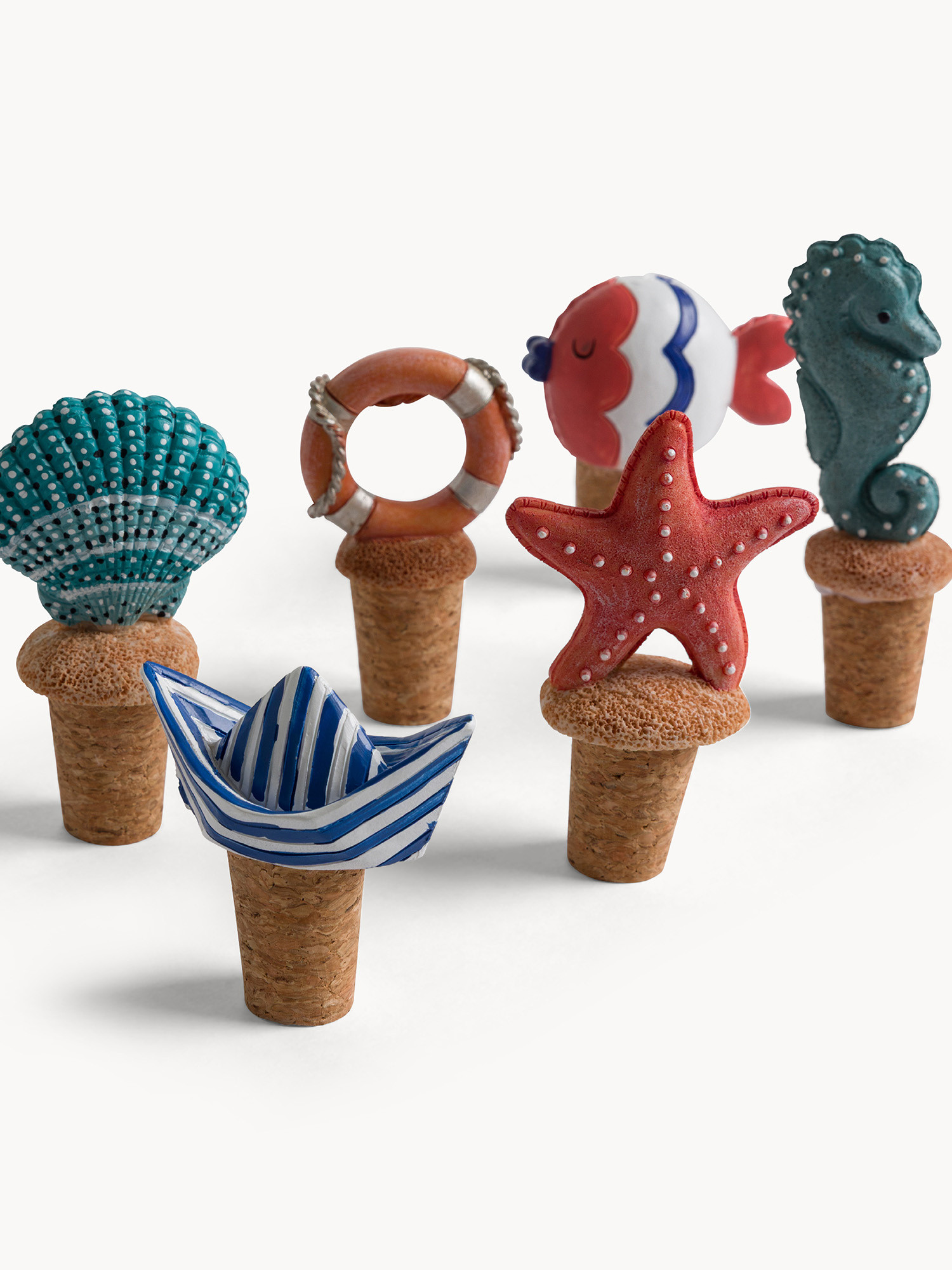 Sea themed polyresin and cork lids, Multicolor, large image number 1