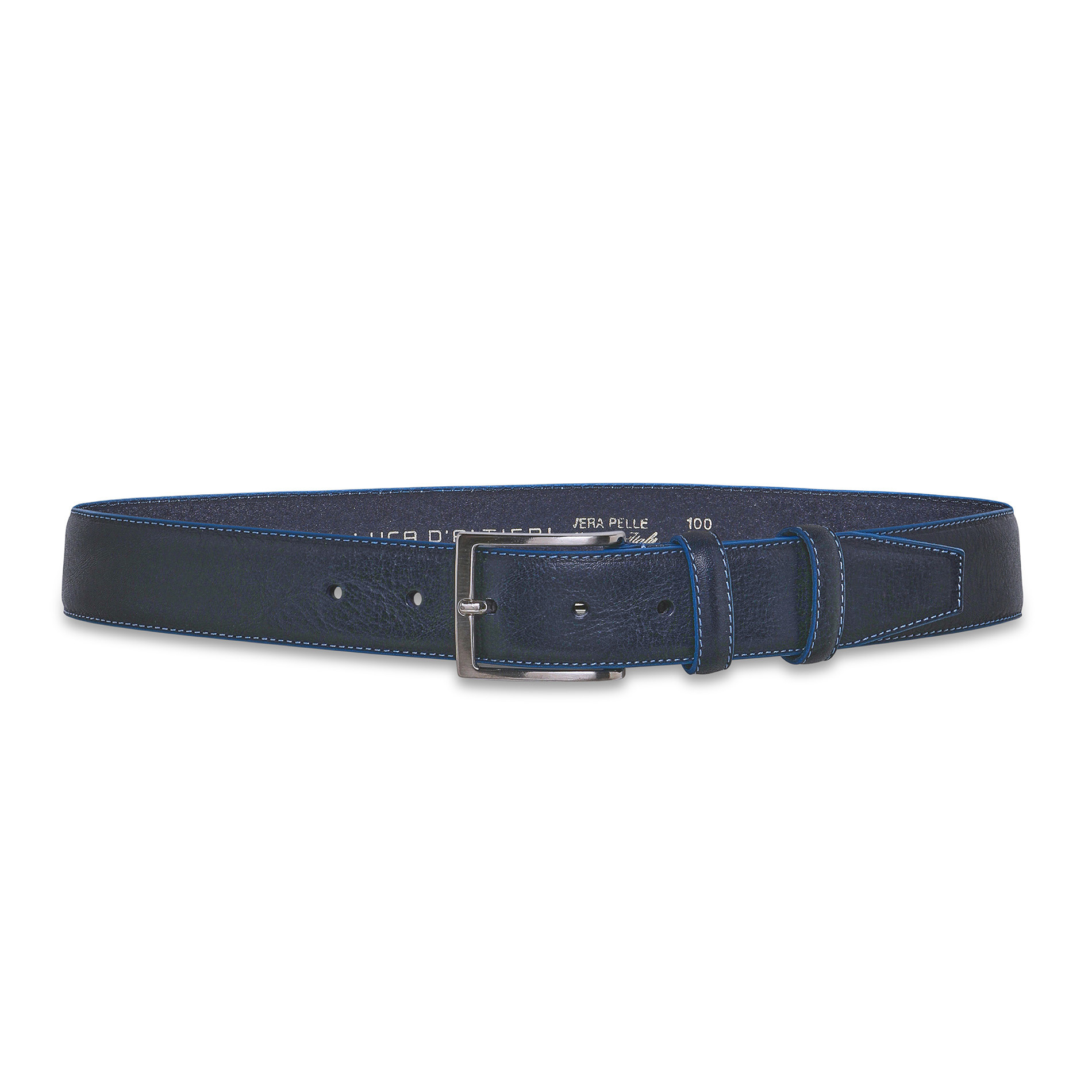 Cintura vera pelle Luca D'Altieri, Blu scuro, large