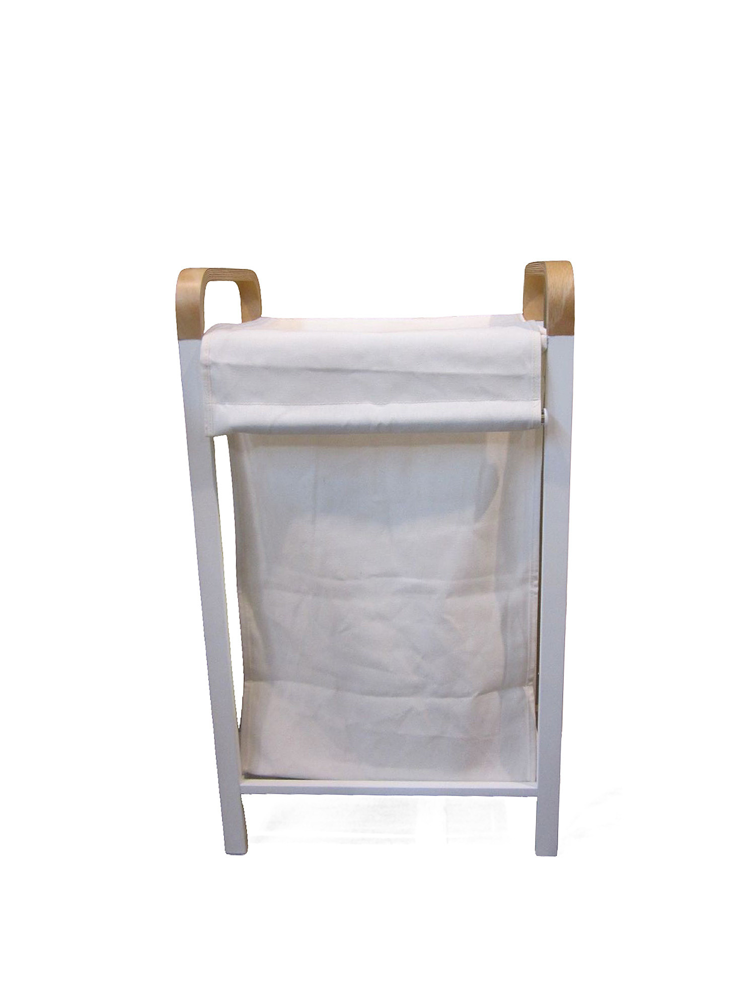 Laundry basket in iron and bamboo, White, large image number 0
