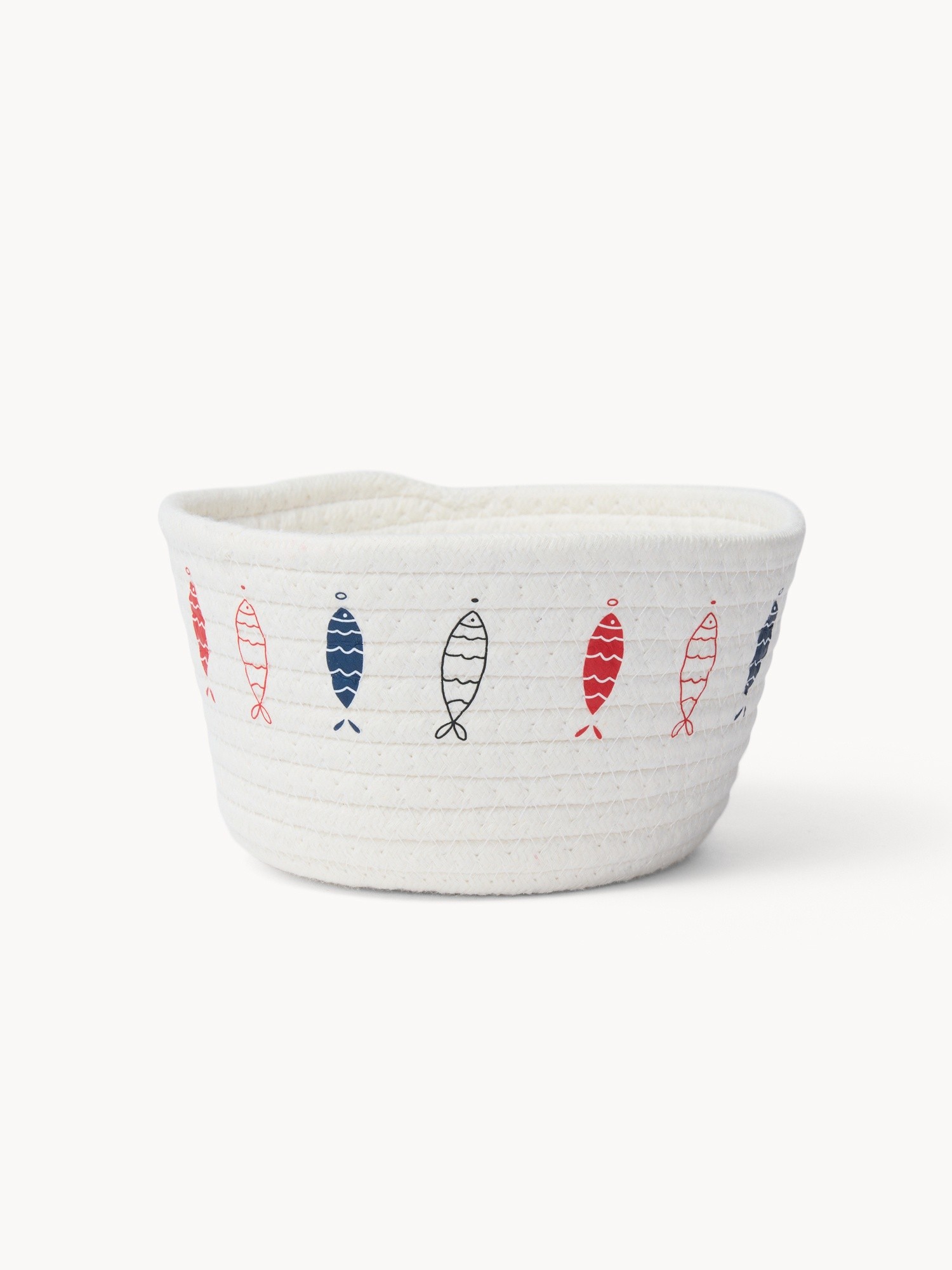 Kitchen basket with nautical print - Introductory price, White / Blue, large image number 0