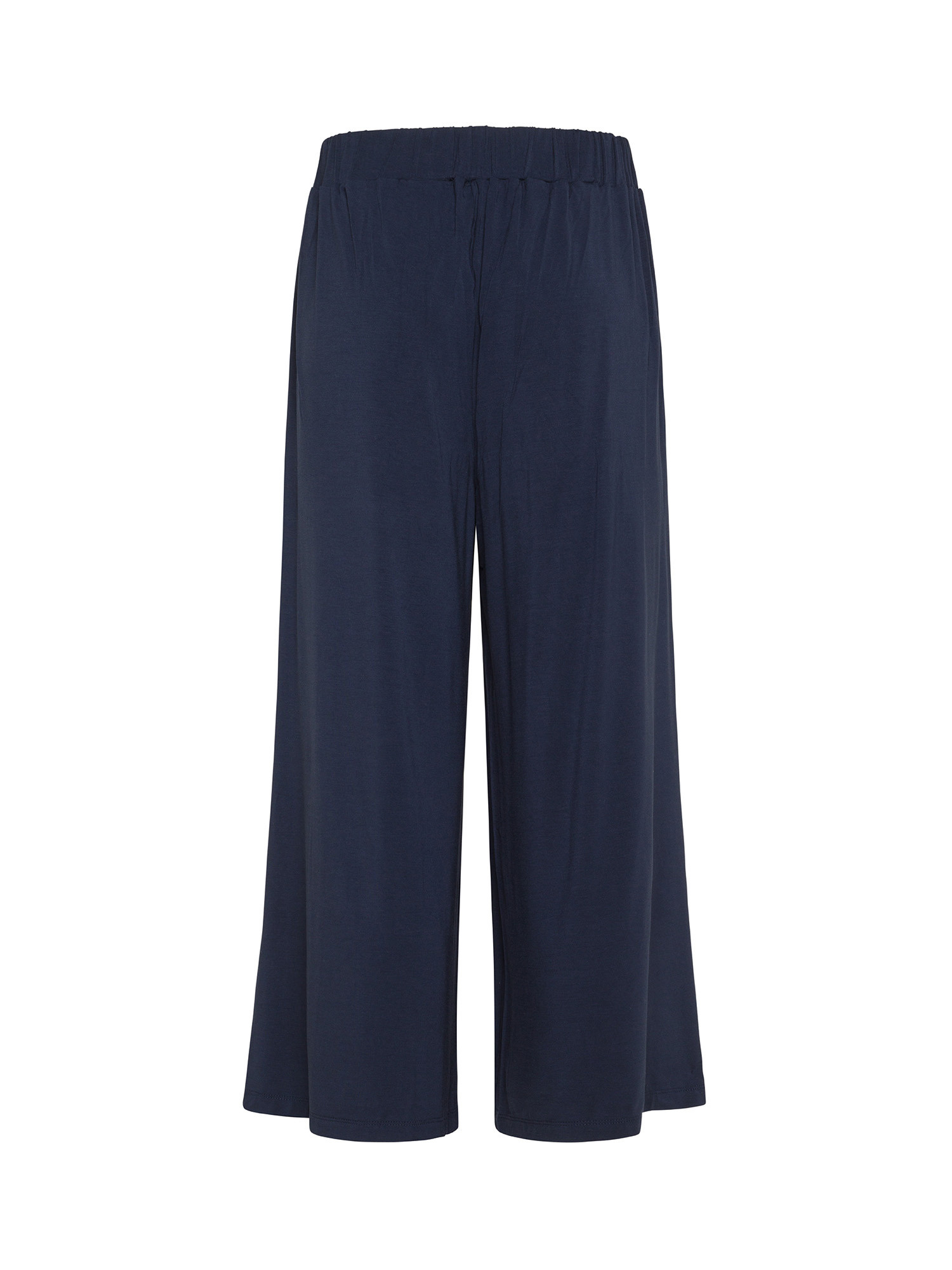 Wide-leg trousers in bamboo viscose, with elastic waist., Navy Blue, large image number 1