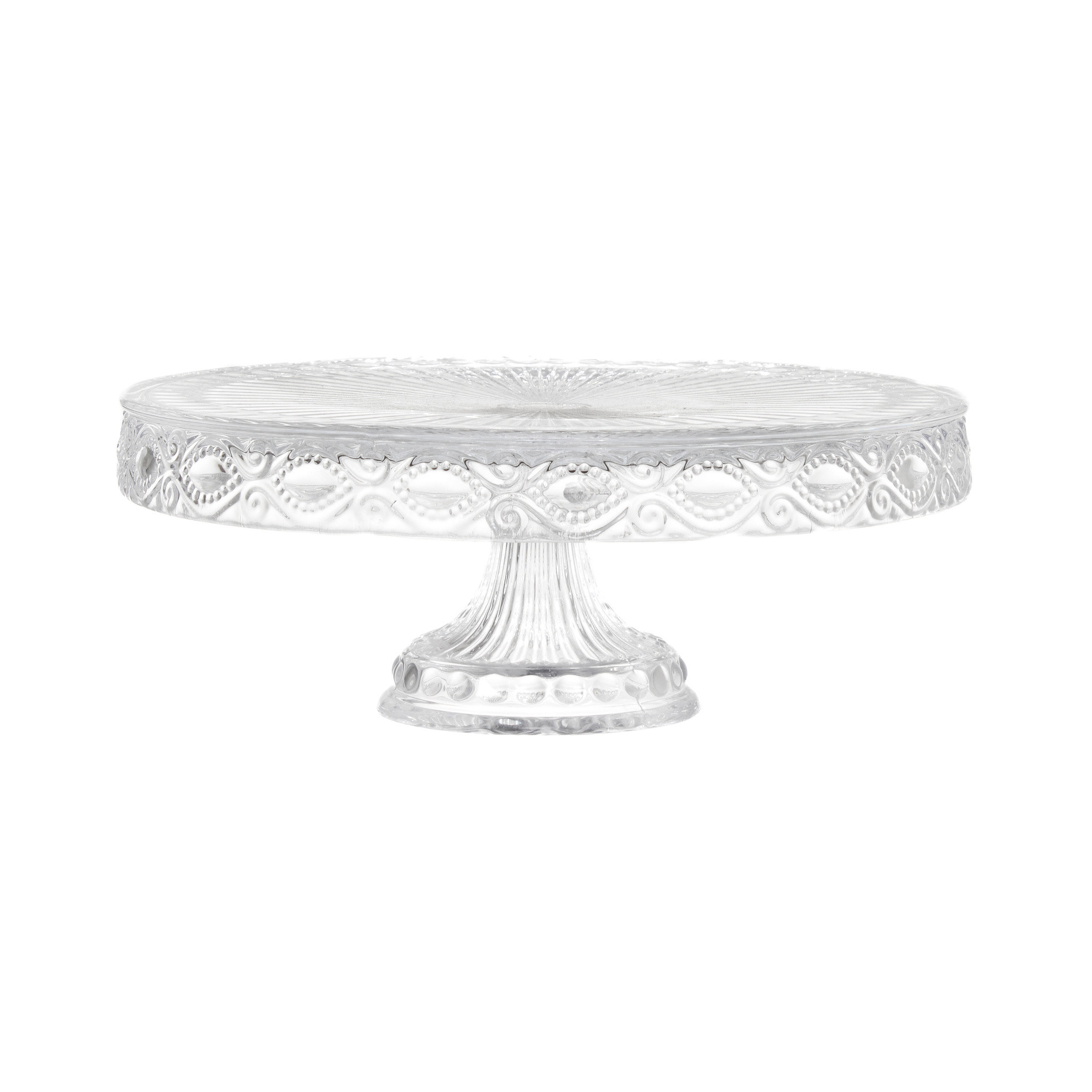 Decorated glass cake stand, Transparent, large image number 0