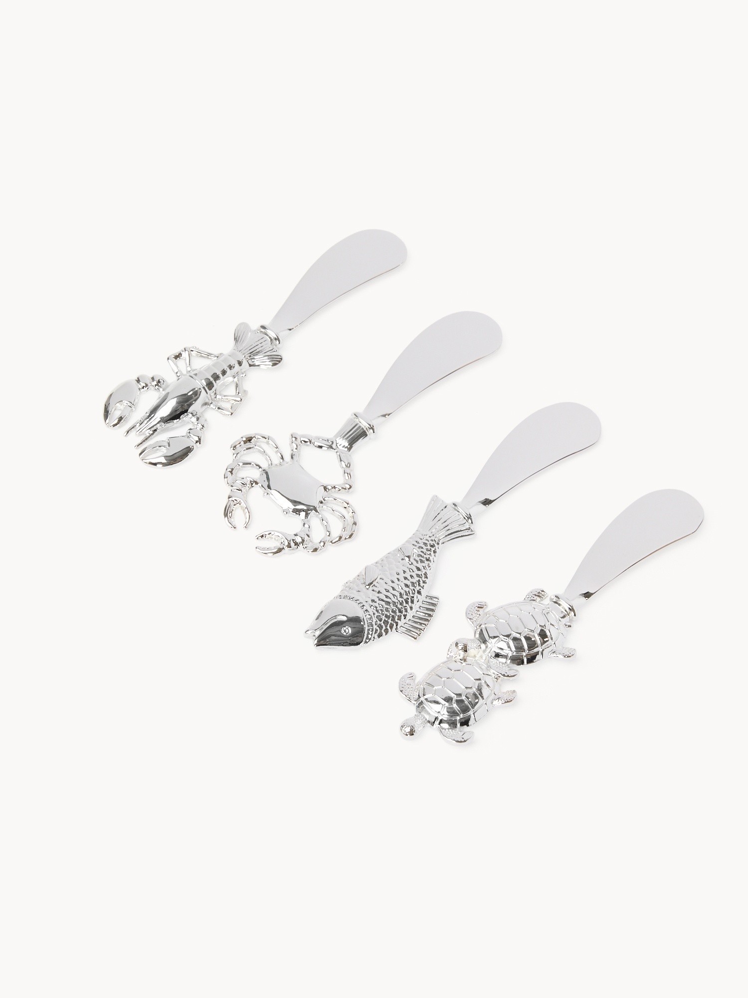 Set of 4 metal spatulas with nautical motifs, Argentato, large image number 0