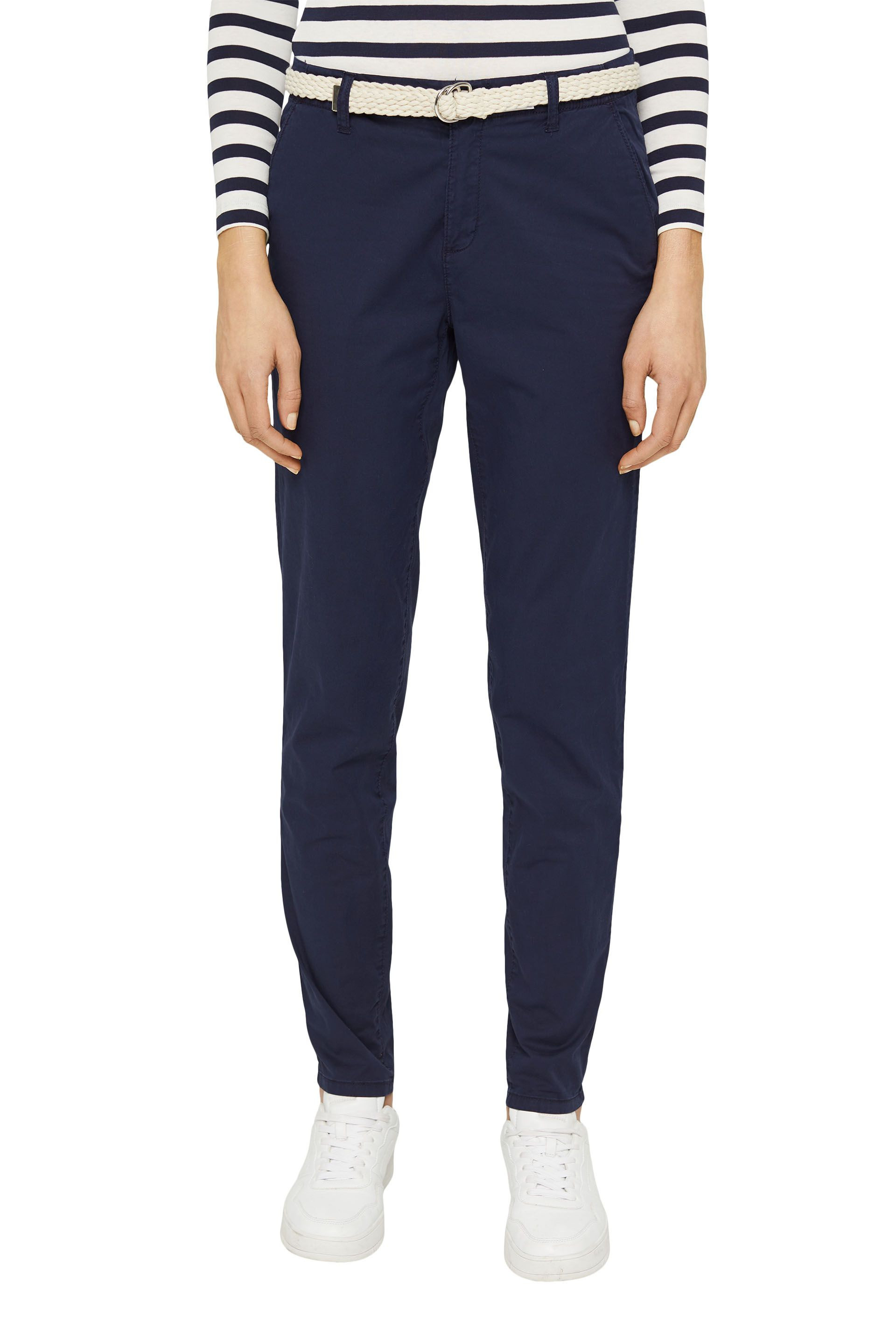 Pantaloni chino con cintura intrecciata, Blu, large image number 1
