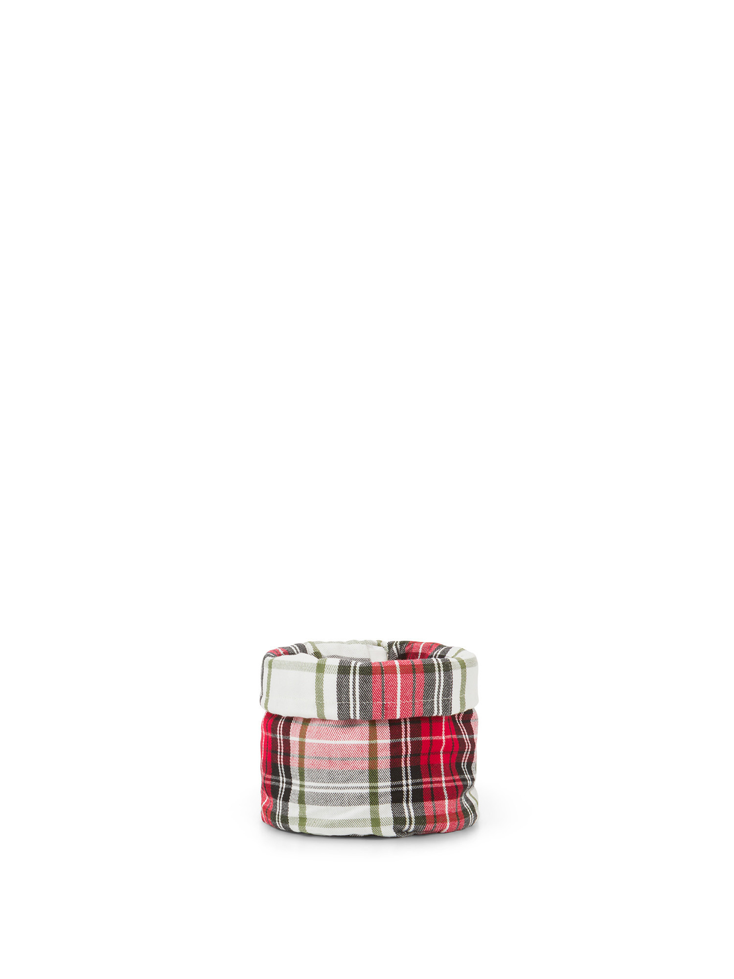 Tartan cotton twill basket, White, large image number 0