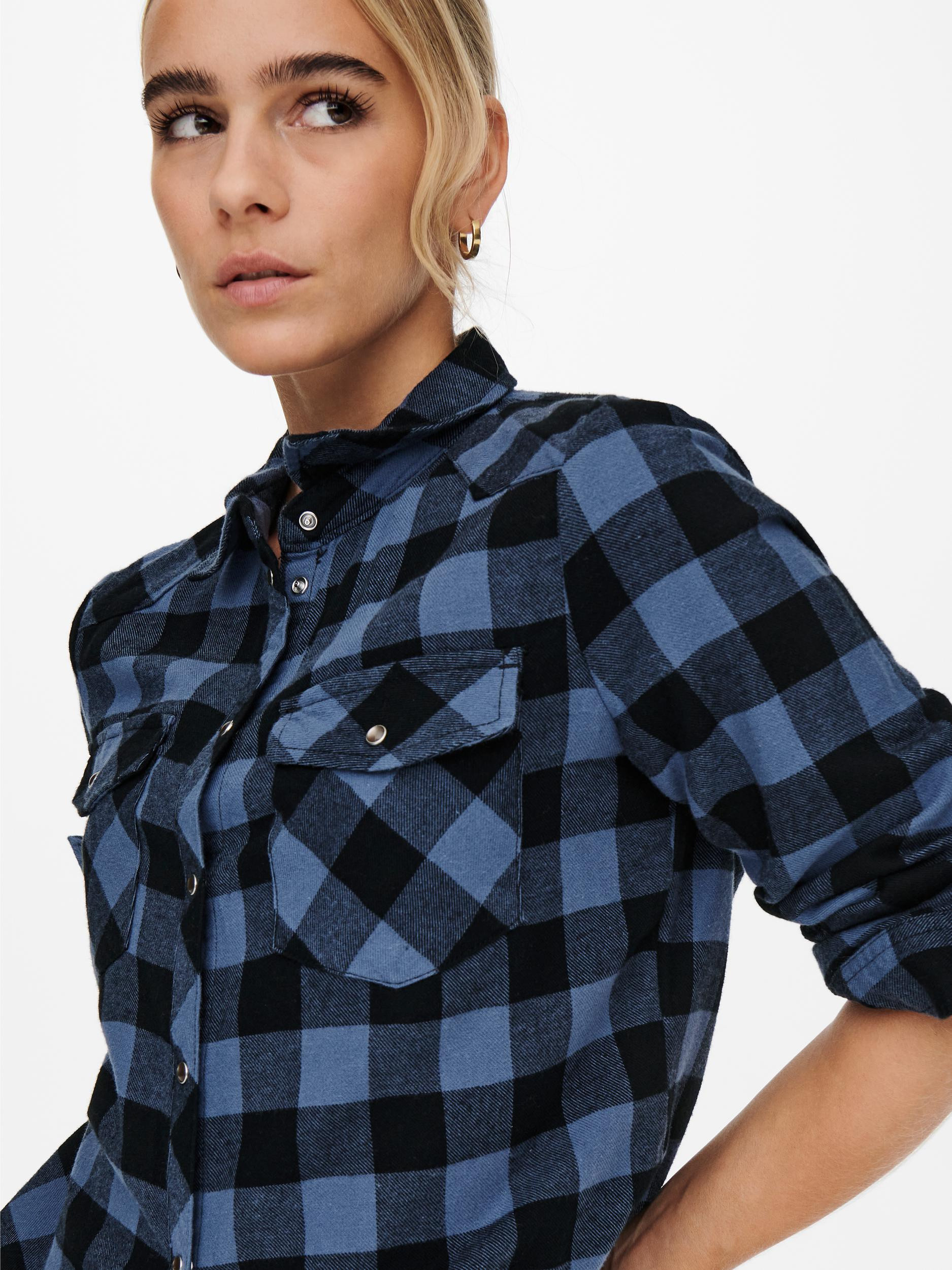 shirt with checked pattern, Blue, large image number 2