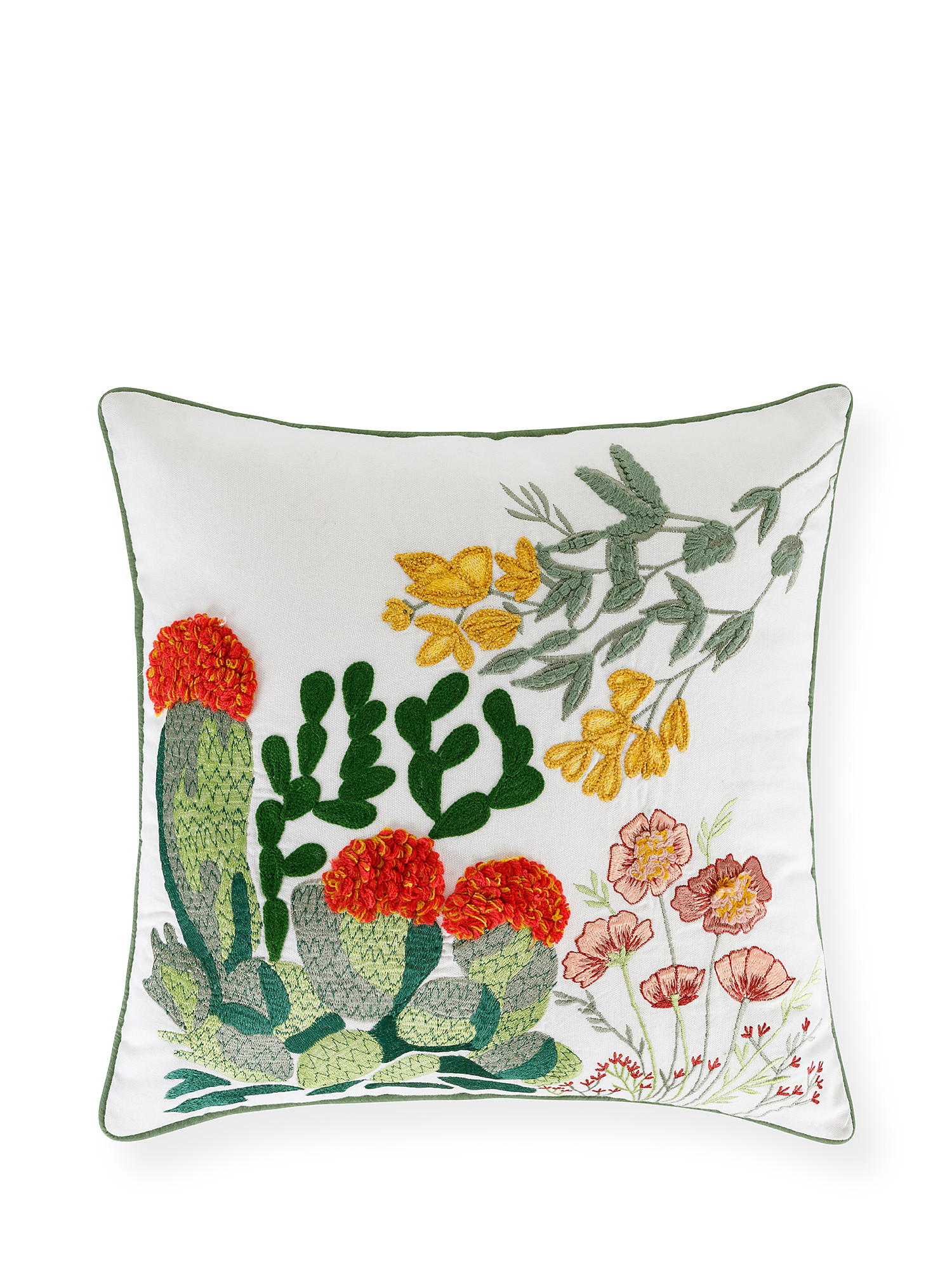 Cuscino ricamo cactus 45x45cm, Multicolor, large image number 0
