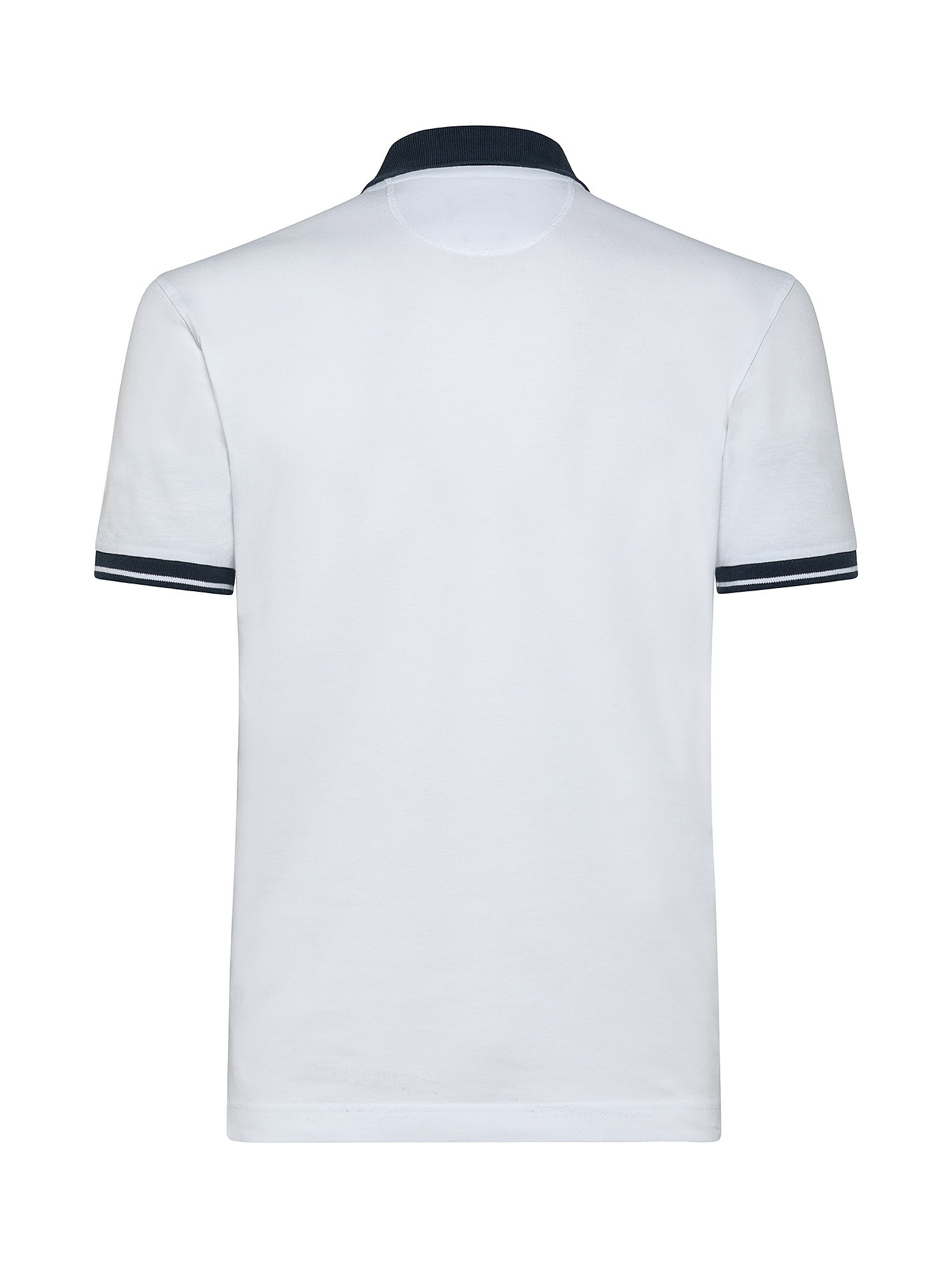 Men's short-sleeved slim-fit stretch cotton polo shirt, White, large image number 1