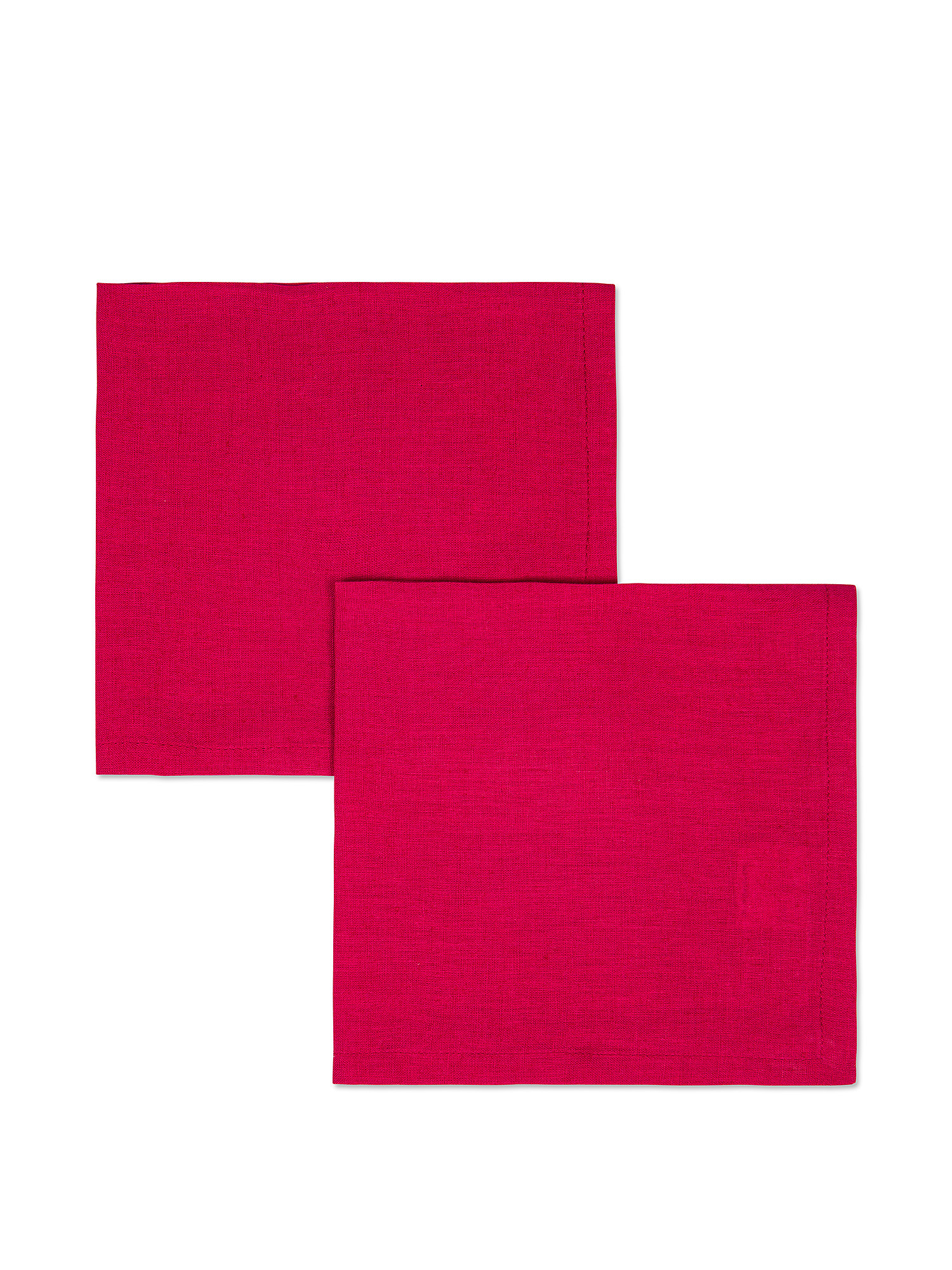 Set of 2 solid color pure linen napkins, Cherry Red, large image number 0