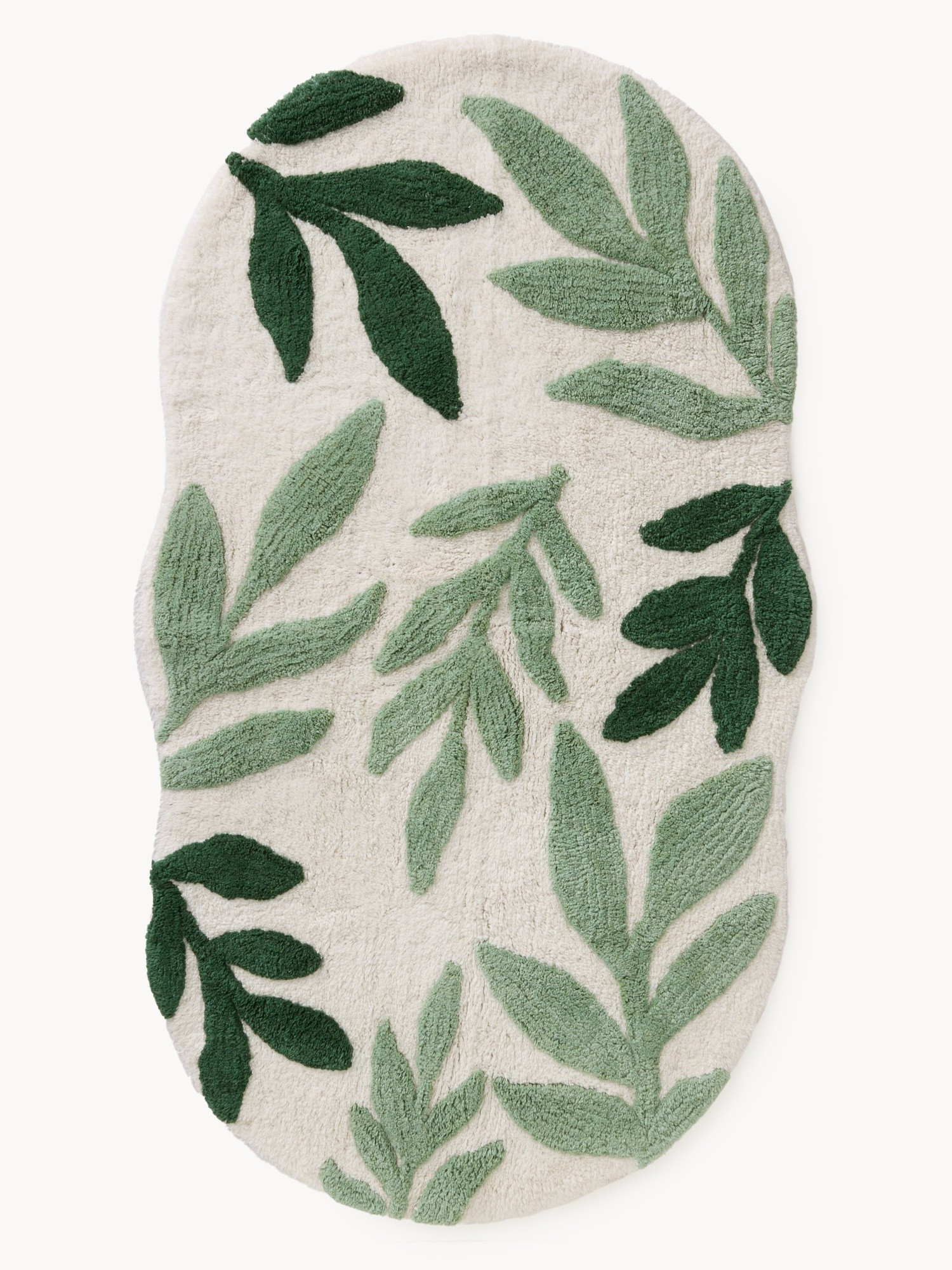 Shaped tufted cotton bath mat, Green, large image number 0
