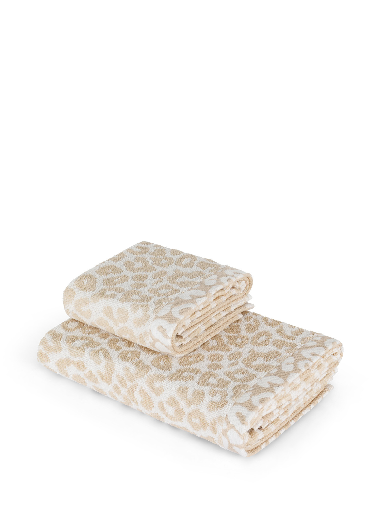Animal print jacquard cotton terry towel, Cream, large image number 0