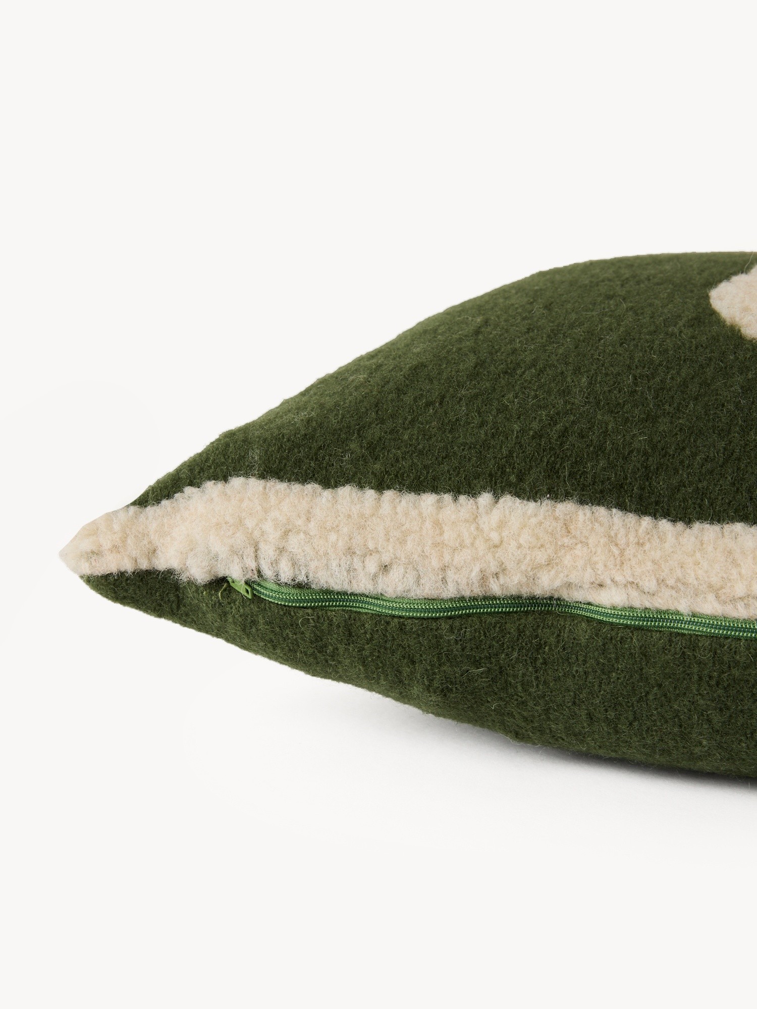 Boiled wool cushion with reindeer pattern 50x50cm, Dark Green, large image number 2