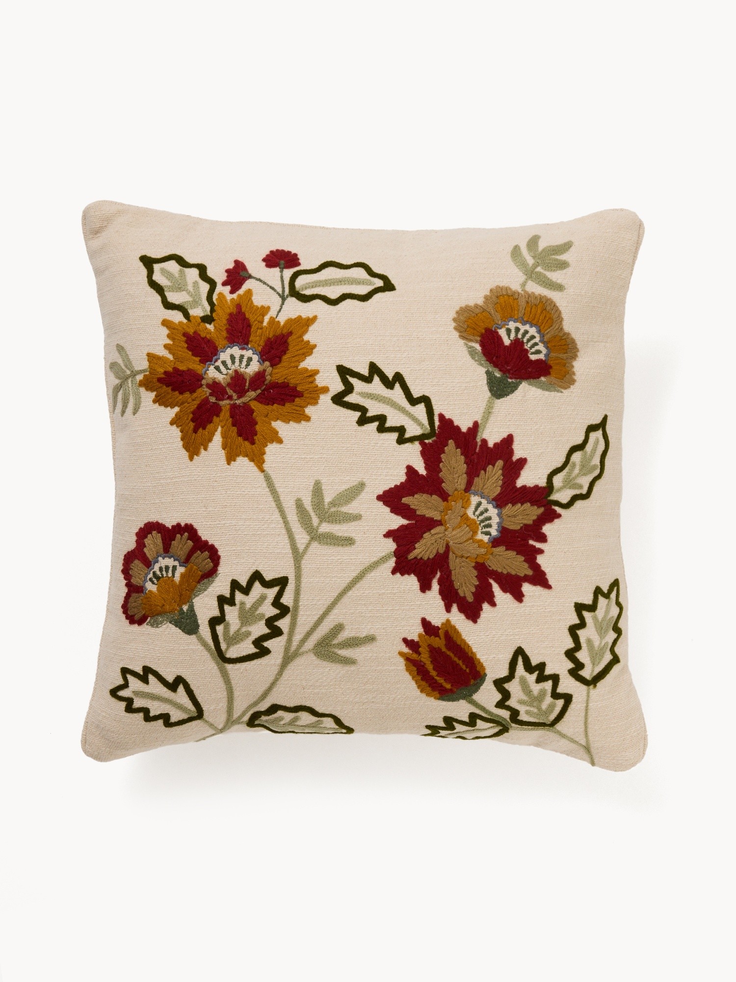 Floral embroidered cushion 45x45cm, Multicolor, large image number 0