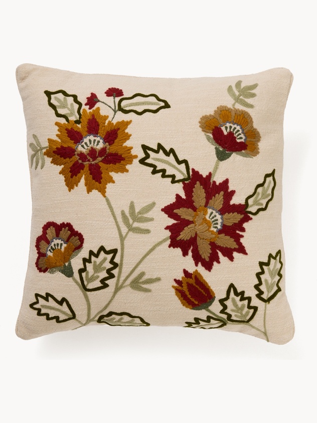 Floral embroidered cushion 45x45cm