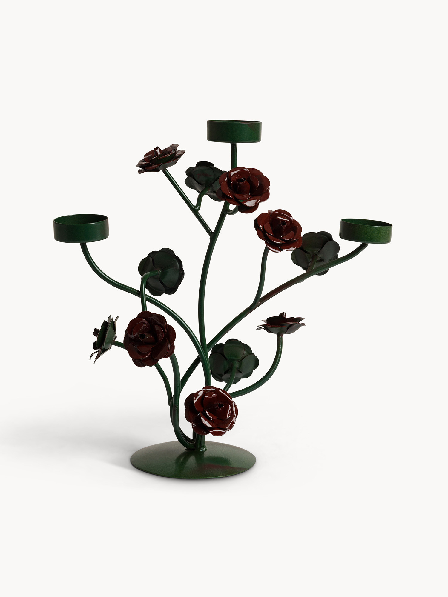 Handcrafted iron tea light holder, Green, large image number 0