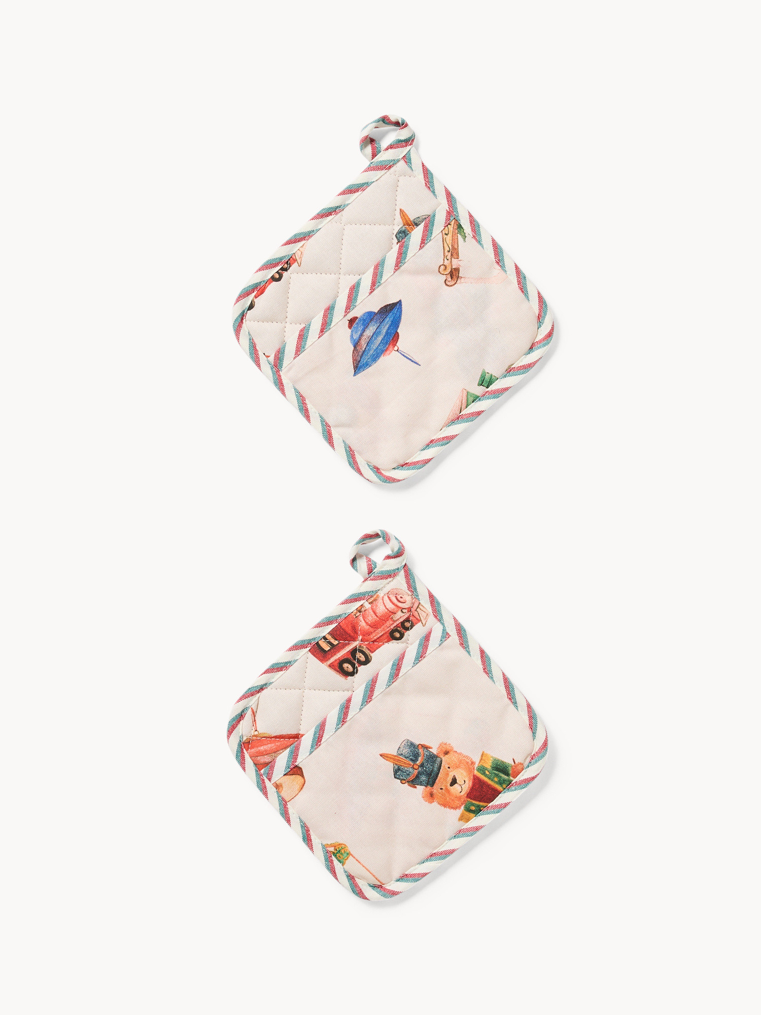 Gift tin with set of 2 pot holders, Light Beige, large image number 0