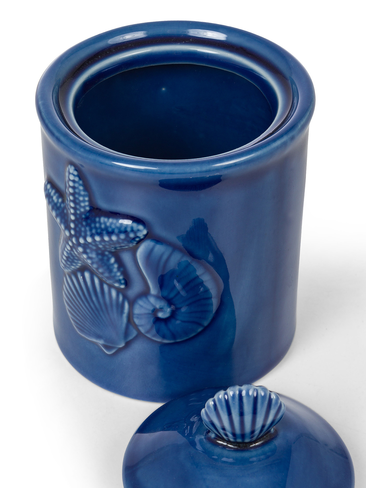 Barattolo porcellana motivo conchiglie, Blu, large image number 1