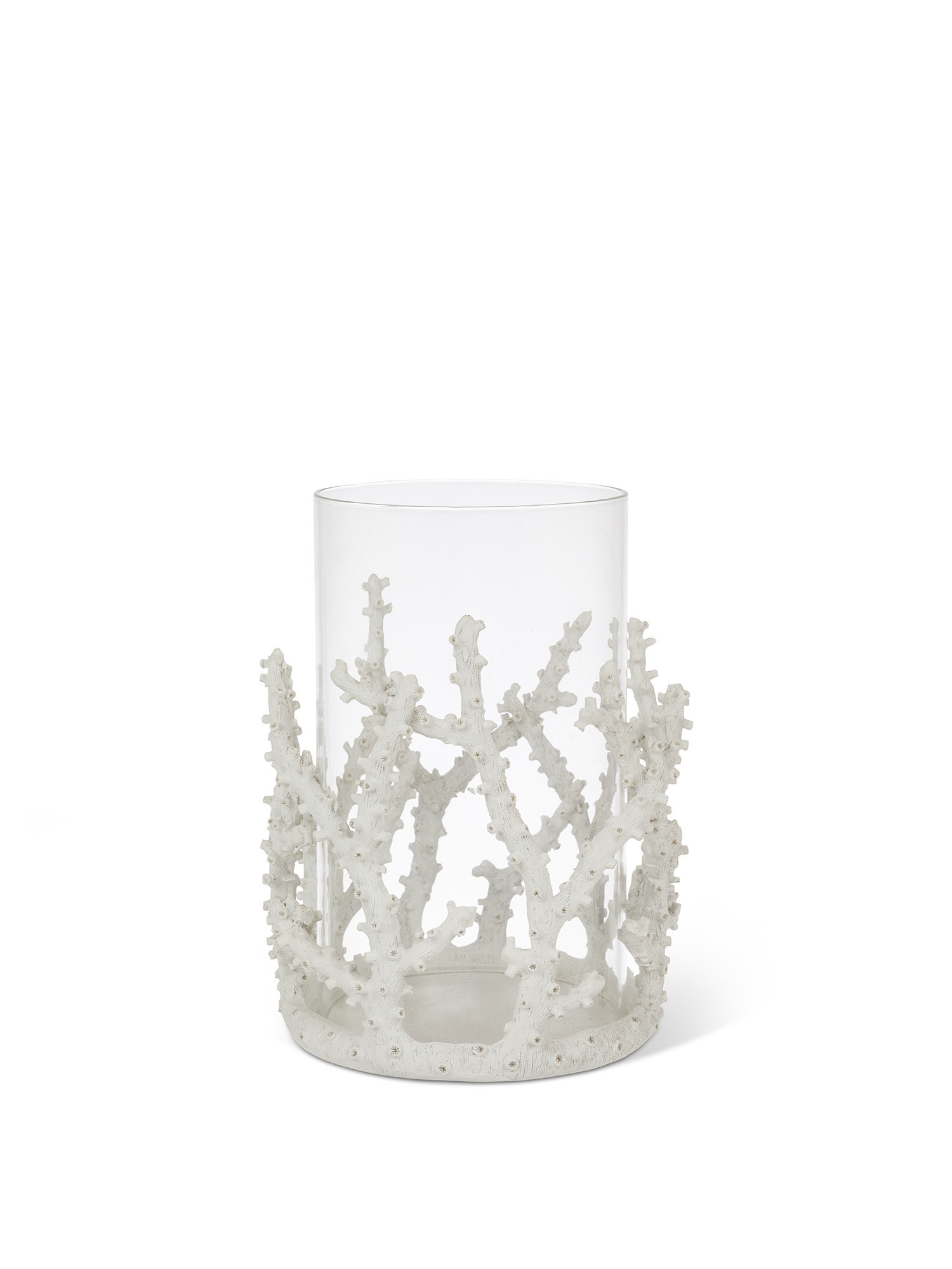 Artificial coral candlestick with cylinder, White, large image number 0