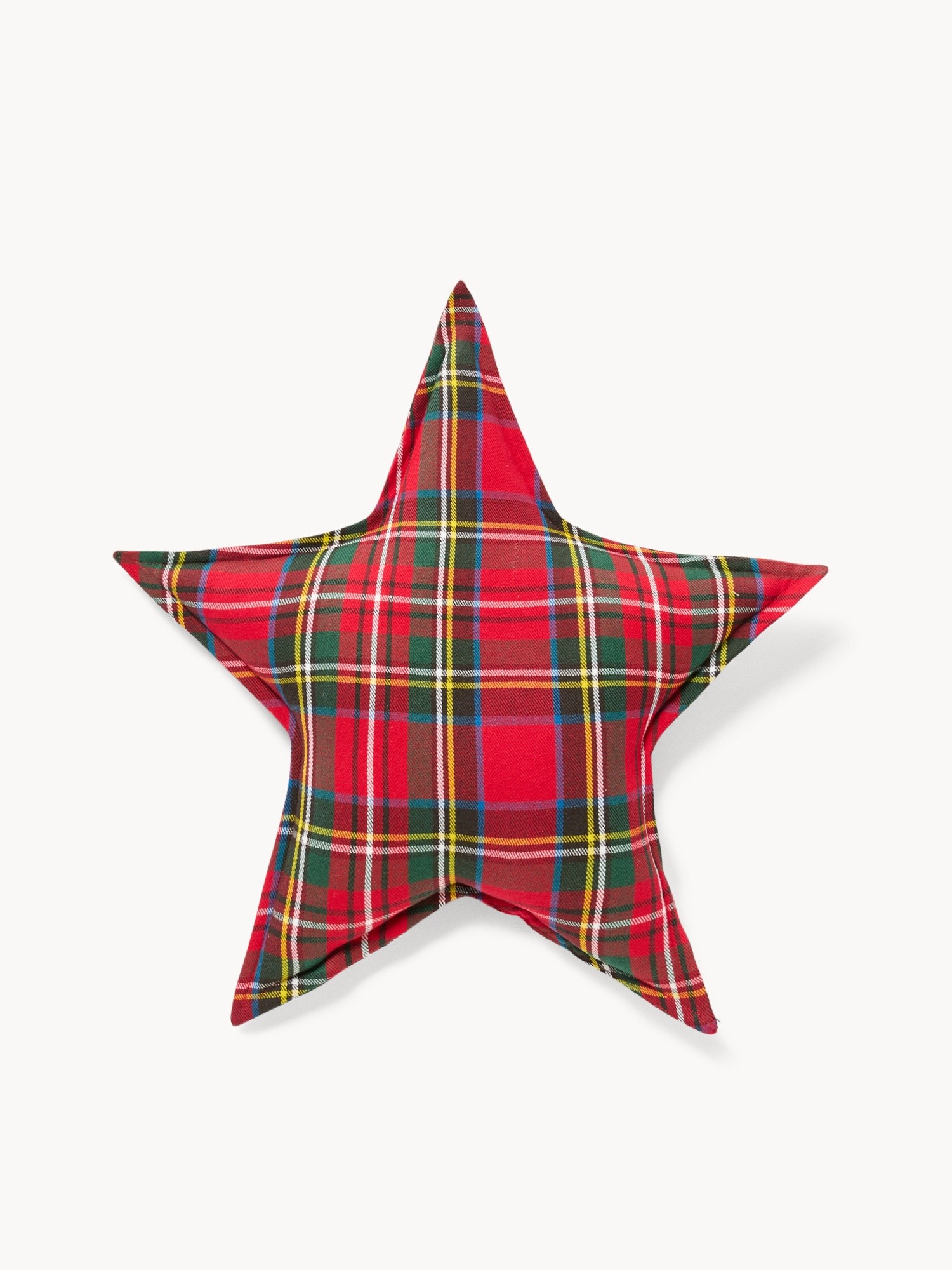 Star-shaped cushion with tartan pattern, Red, large image number 0