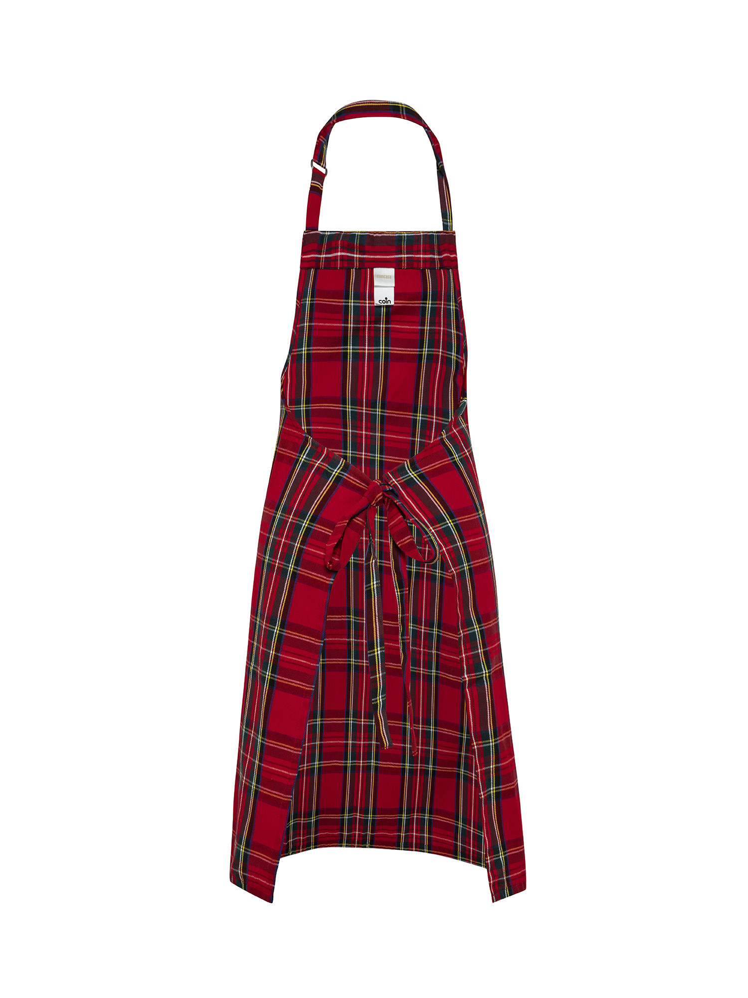 Tartan cotton twill kitchen apron, Red, large image number 1