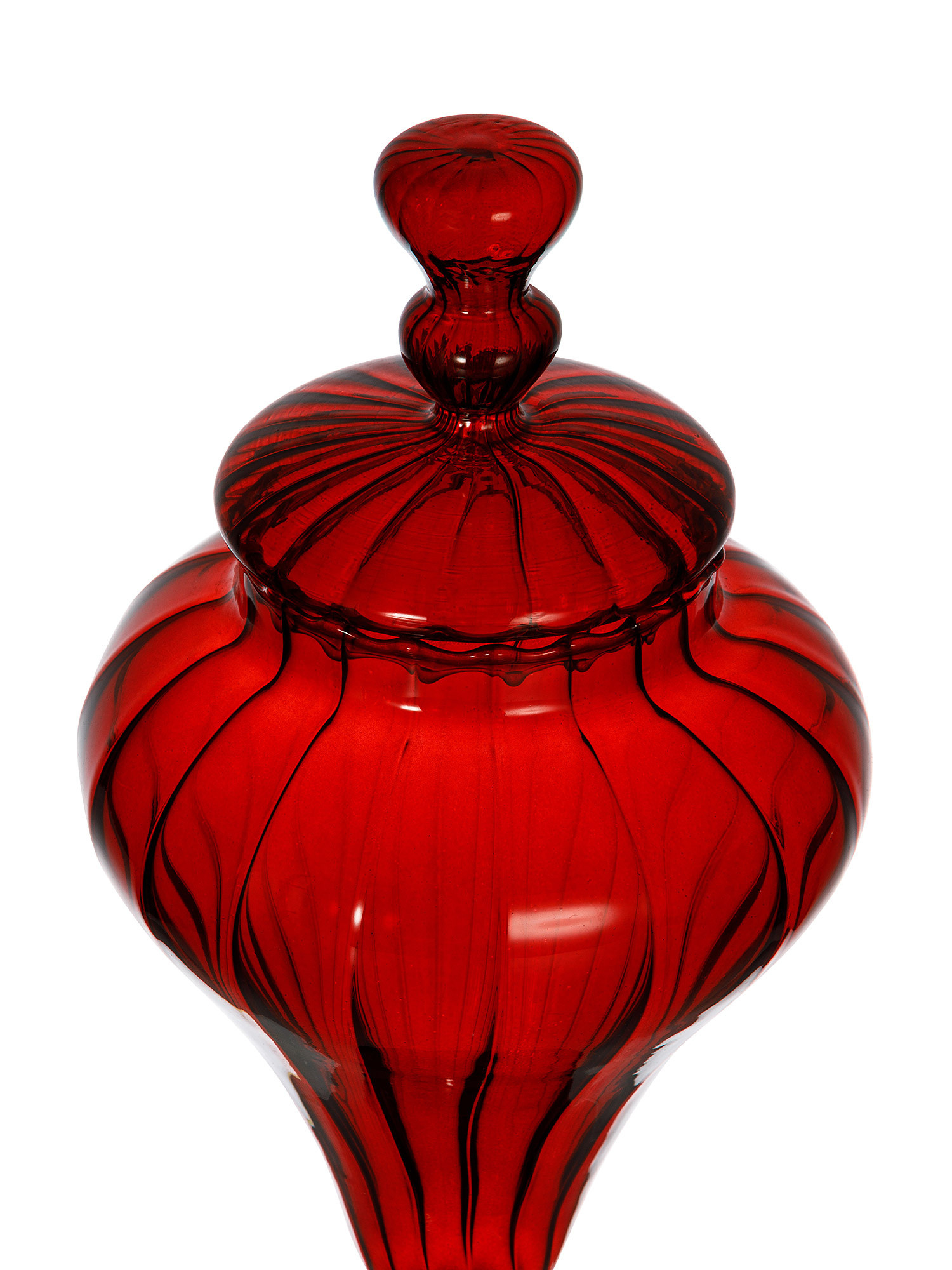 Colored glass cake holder, Red, large image number 1