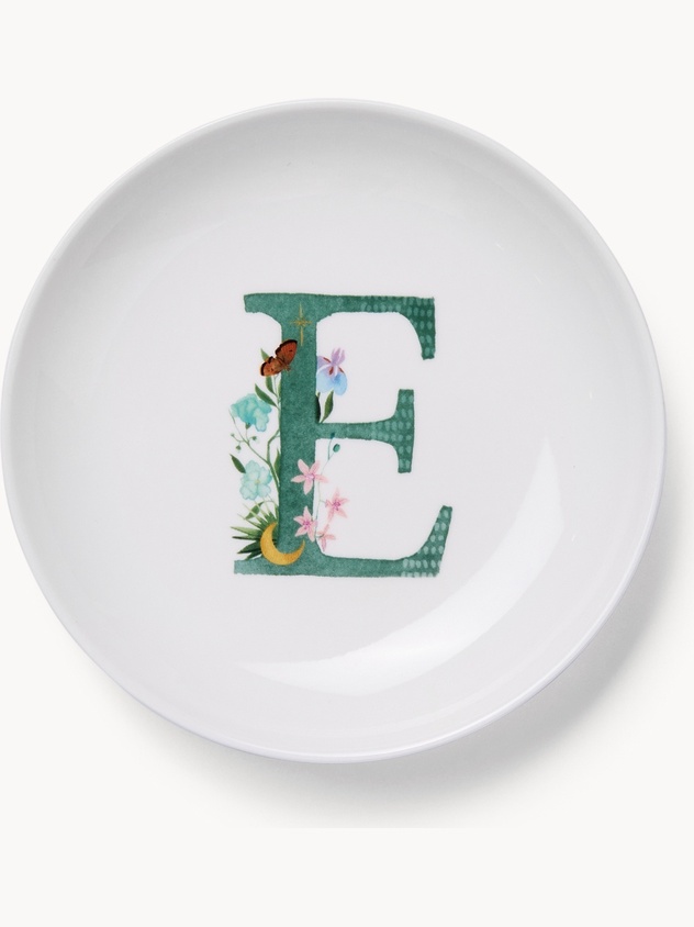 Piattino pane in new bone china lettera E