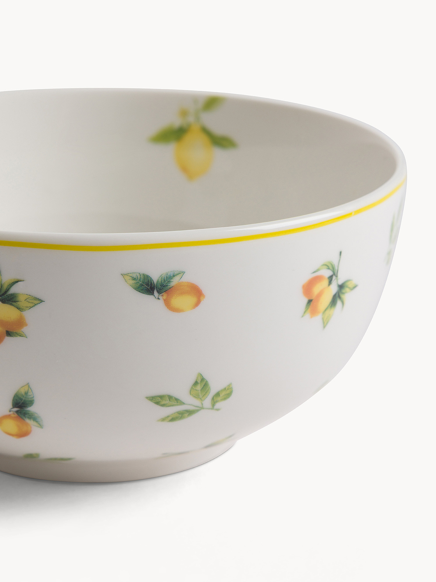 Porcelain bowl with lemon motif, White, large image number 1