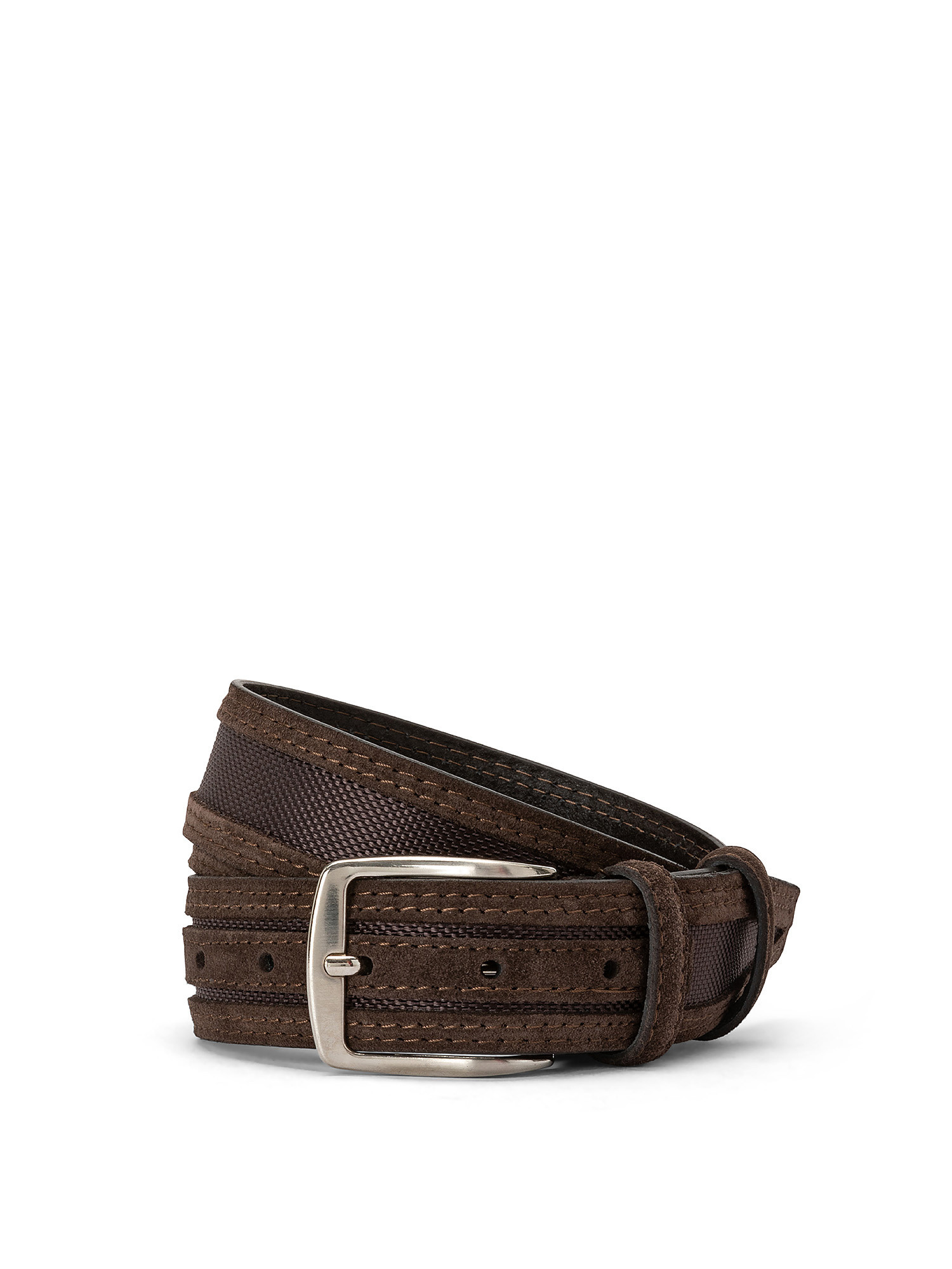 Suede and nylon belt, Brown, large image number 0