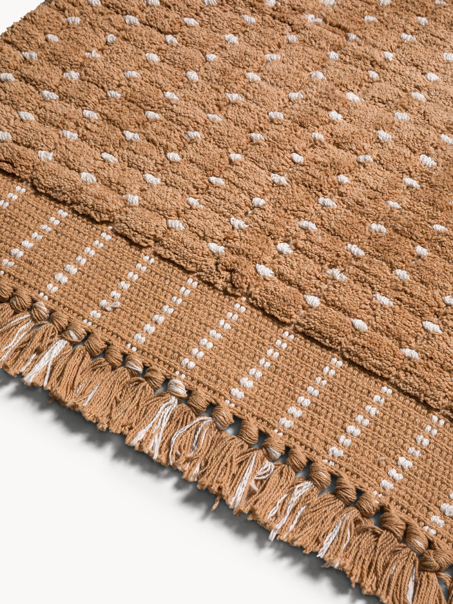 Tappeto bagno in cotone fantasia a trattini, Beige scuro, large image number 1