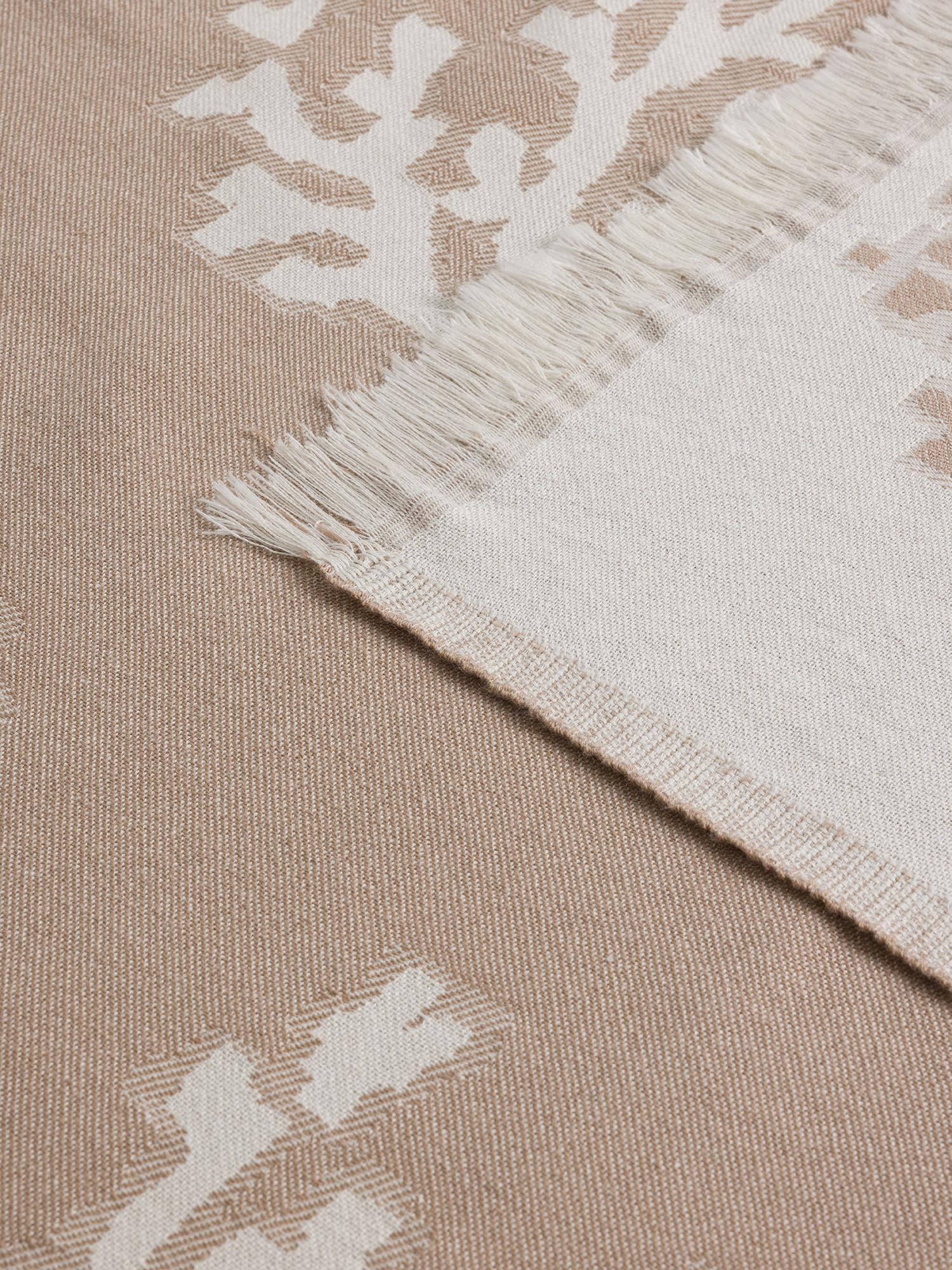 Plaid in cotone riciclato motivo coralli, Beige, large image number 1
