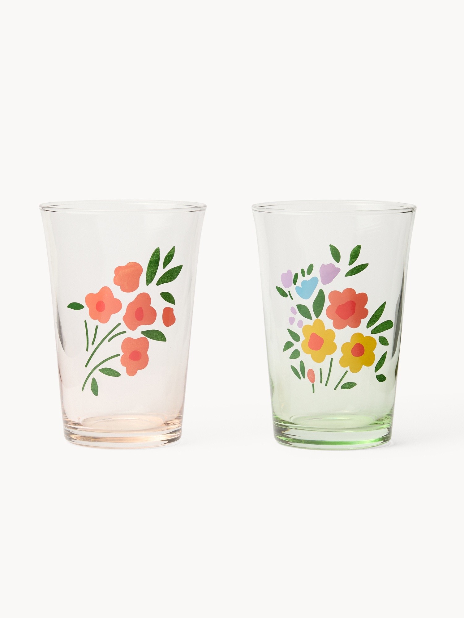 Bicchieri in vetro motivo fiori - Prezzo di lancio, Multicolor, large image number 0