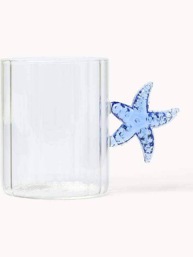Borosilicate glass mug with starfish detail