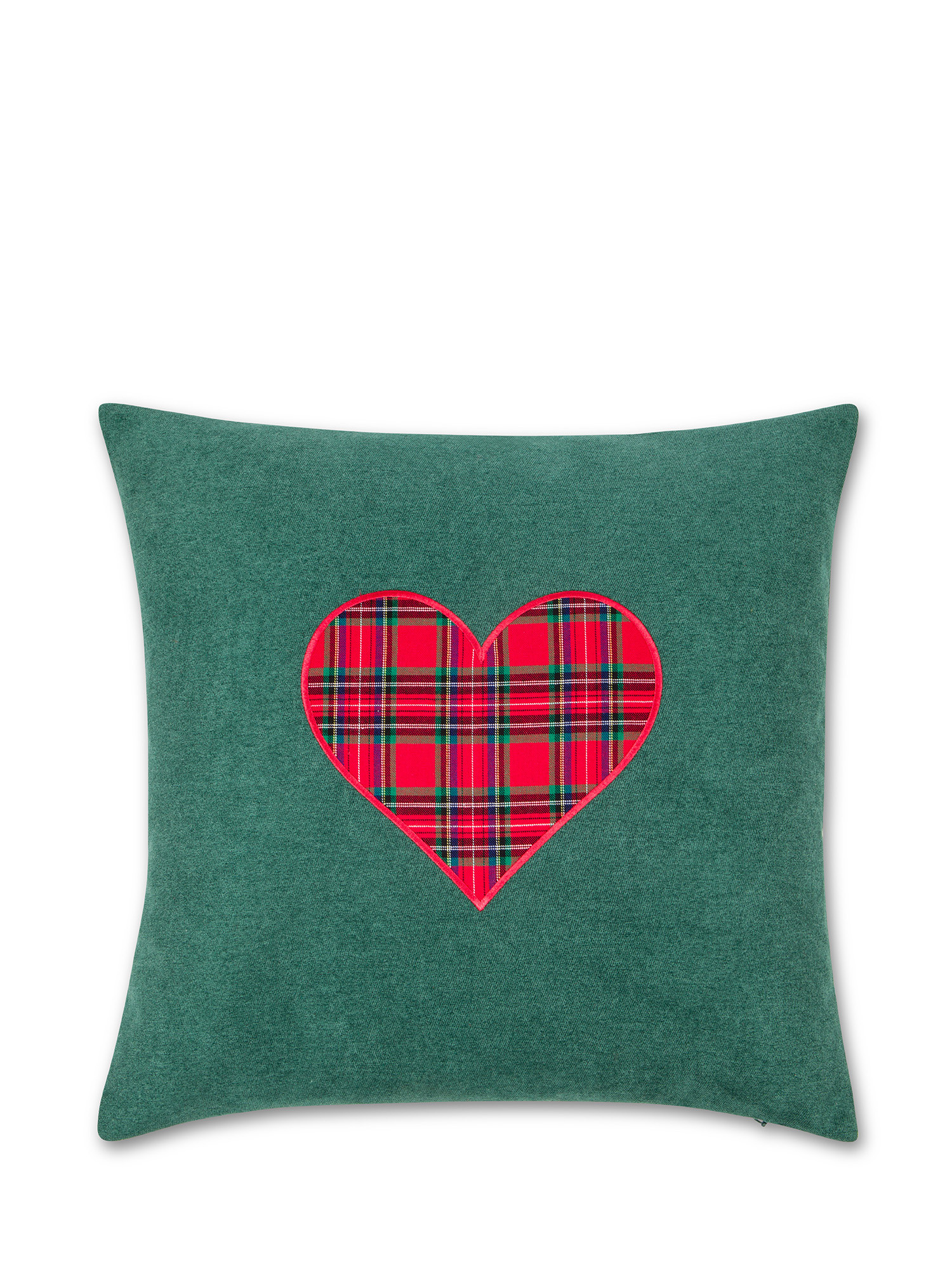 Cuscino con cuore applicato 45x45cm, Verde, large image number 0