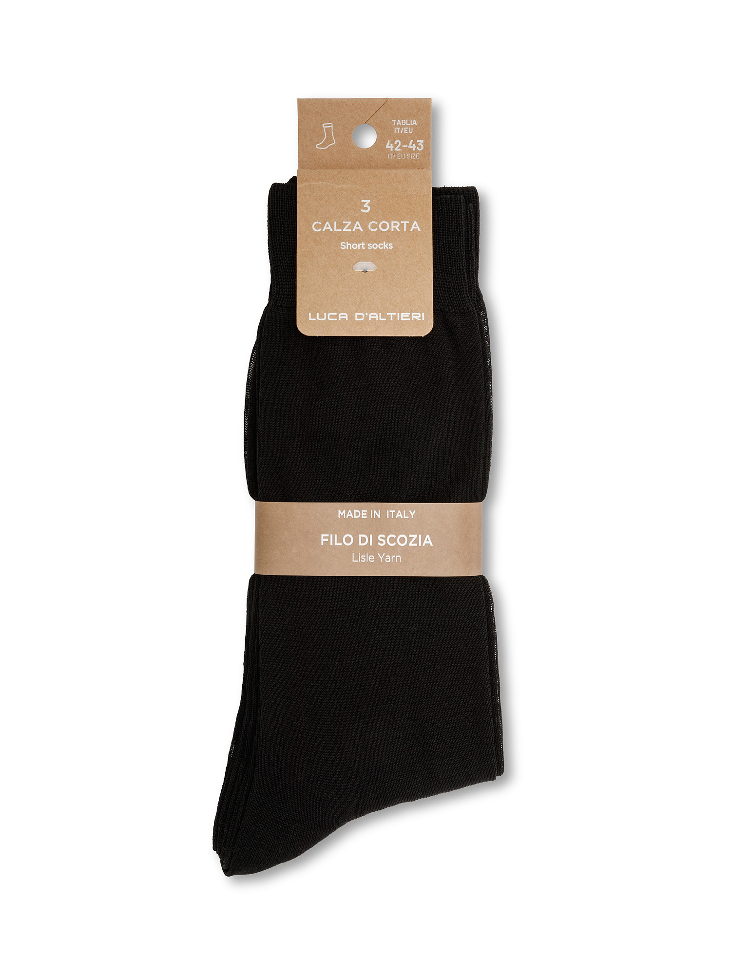 Set of 3 solid color lisle short socks, Black, large image number 0