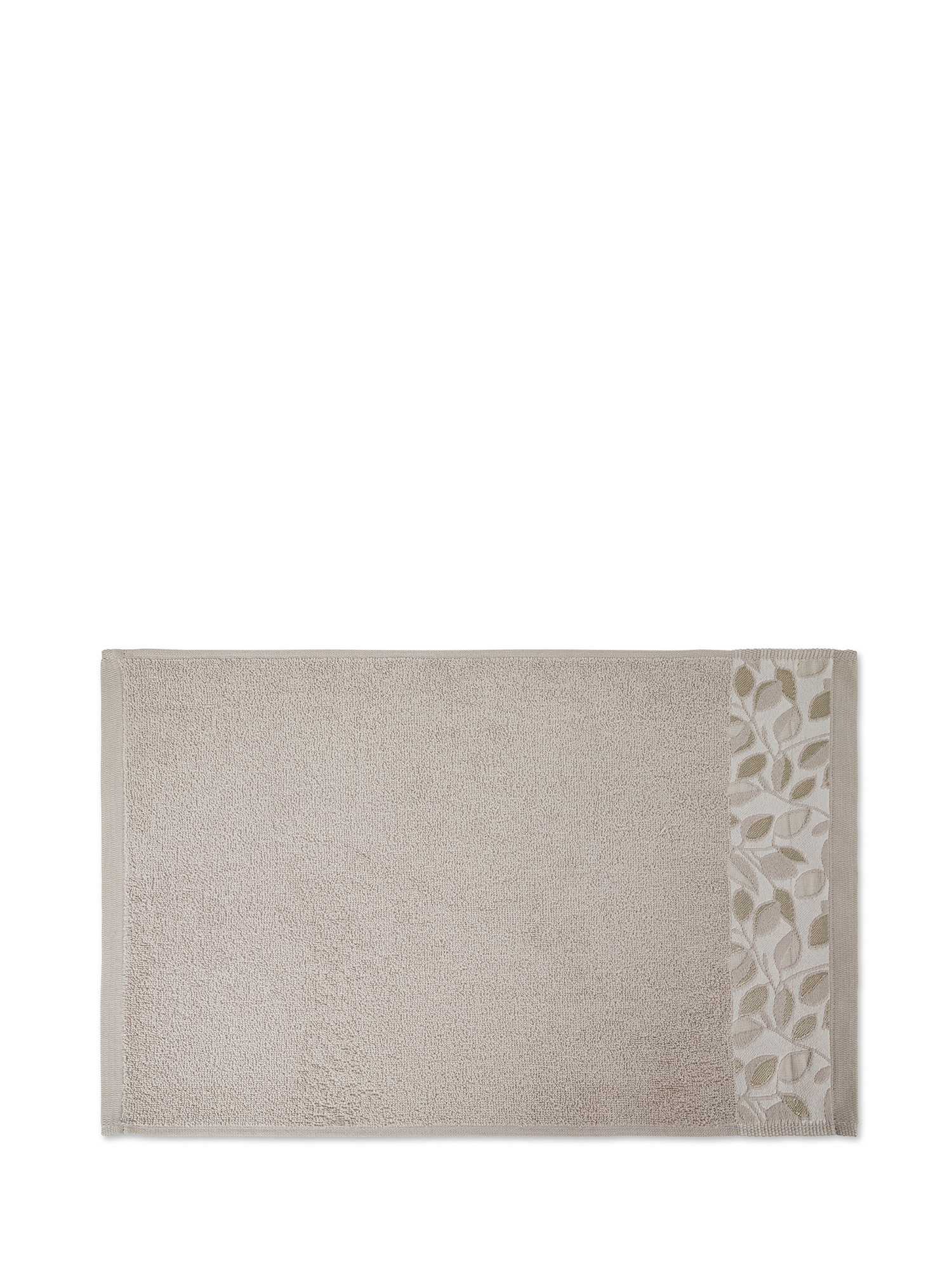 Asciugamano in spugna di puro cotone motivo foglie, Sabbia, large image number 1