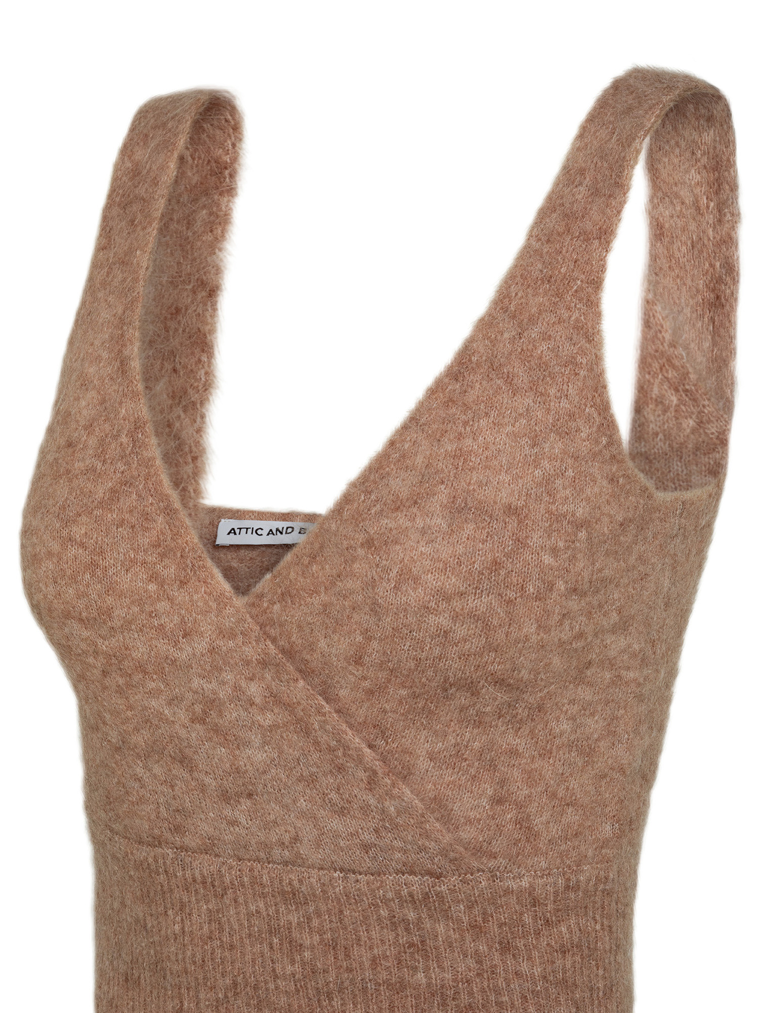 Sleeveless knitted top with a slim fit in mohair wool blend, Beige, large image number 1