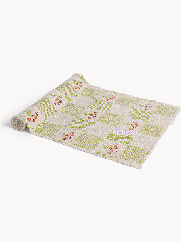 Runner stampa bouquet e frange