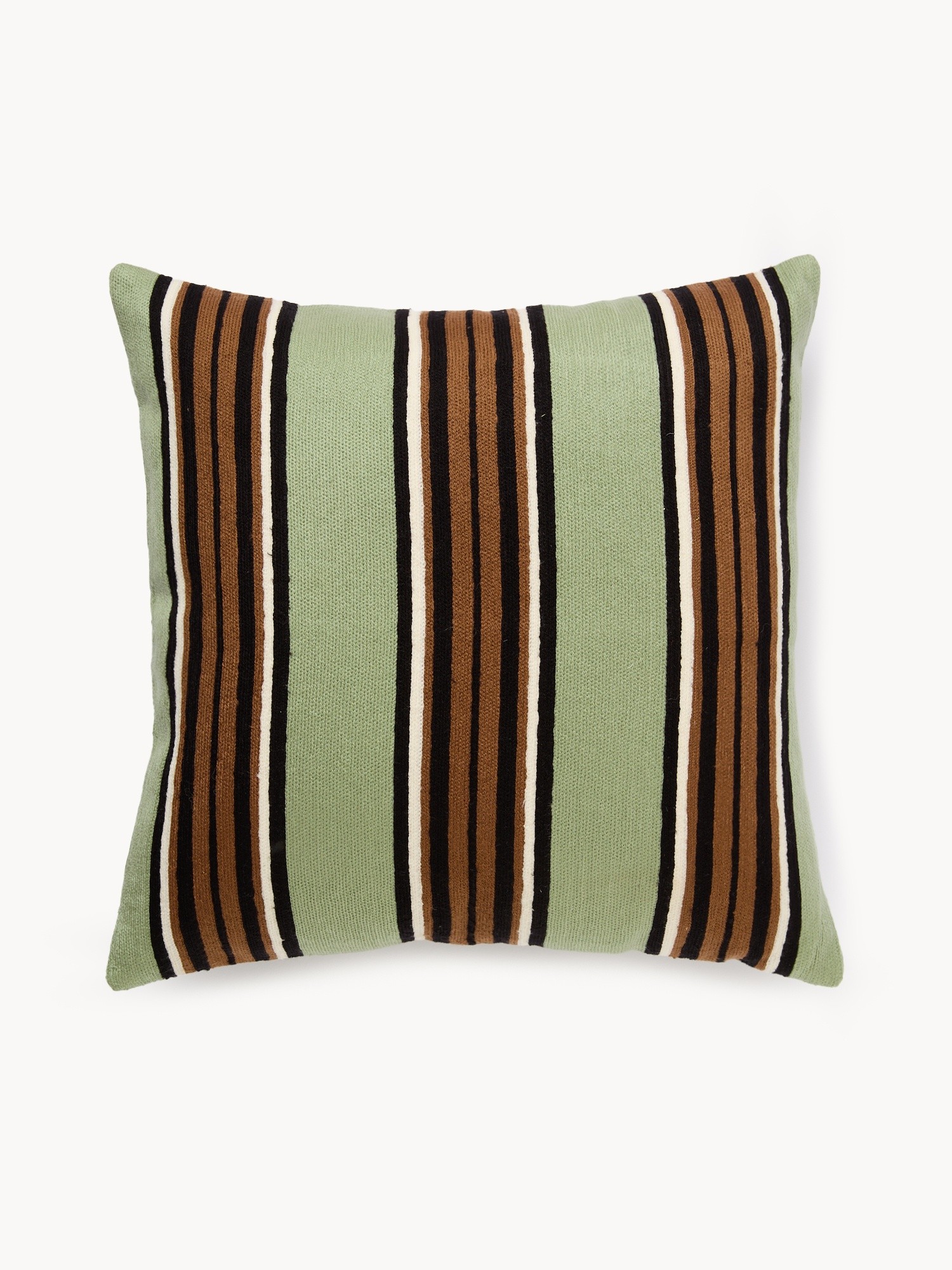 Cuscino a righe con piping 45x45cm, Verde, large image number 0