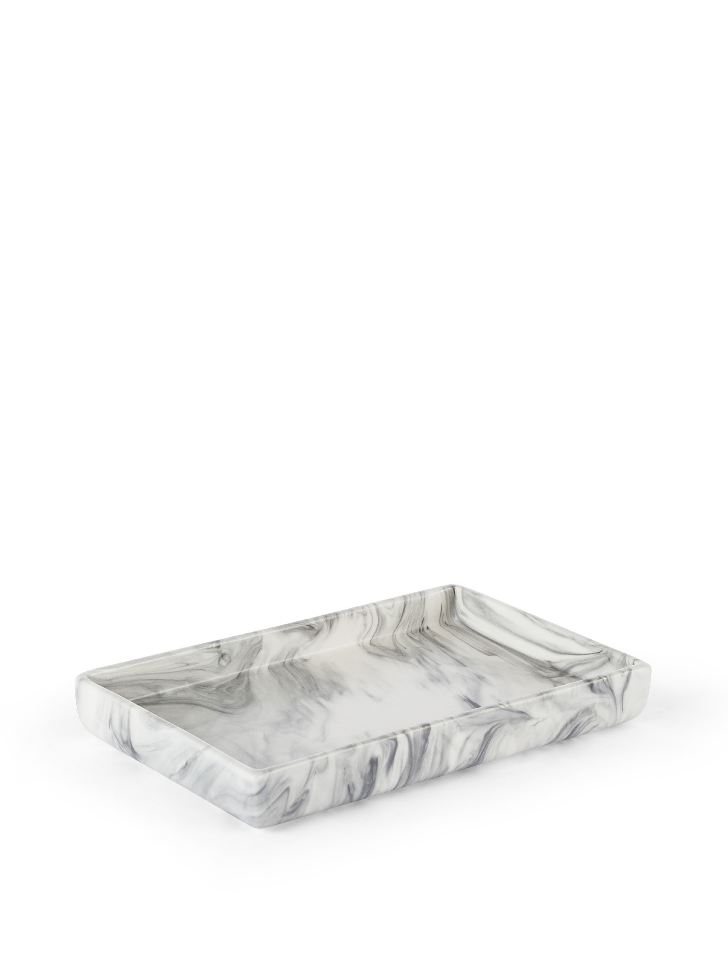 Portuguese ceramic tray with marble effect, White Black, large image number 0