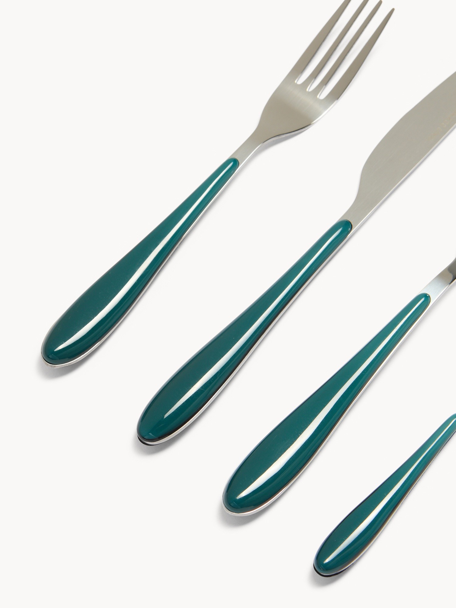 24-piece stainless steel flatware set with plastic handles, Petroleum , large image number 1