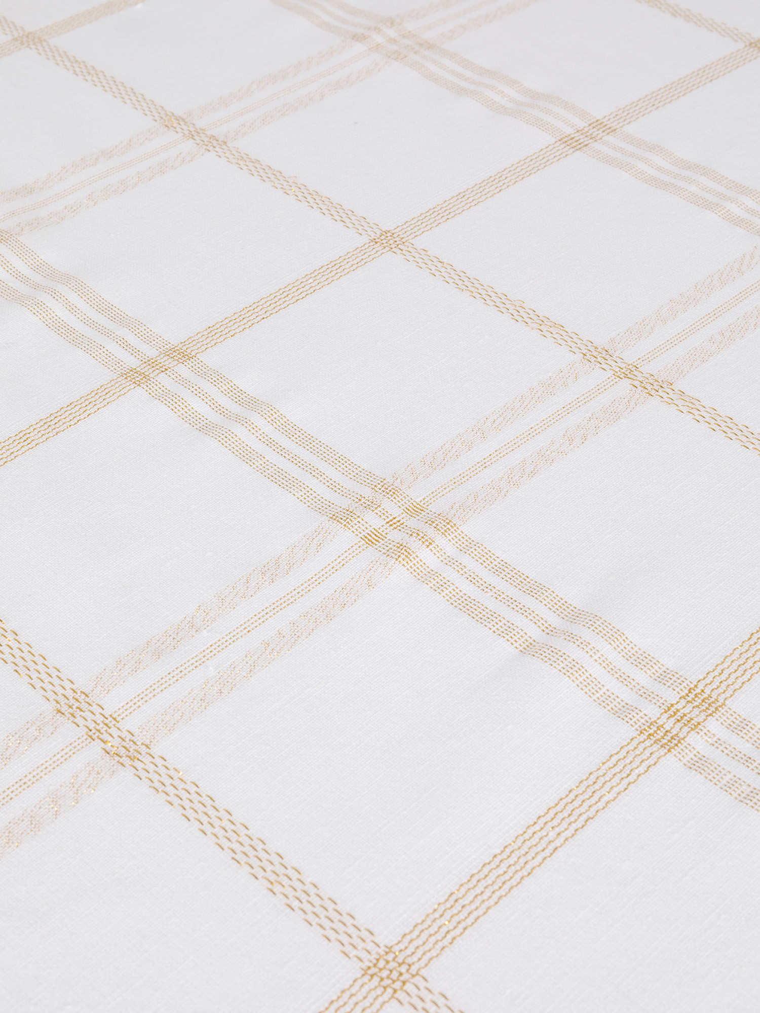 Lurex check pattern cotton tablecloth, White, large image number 1