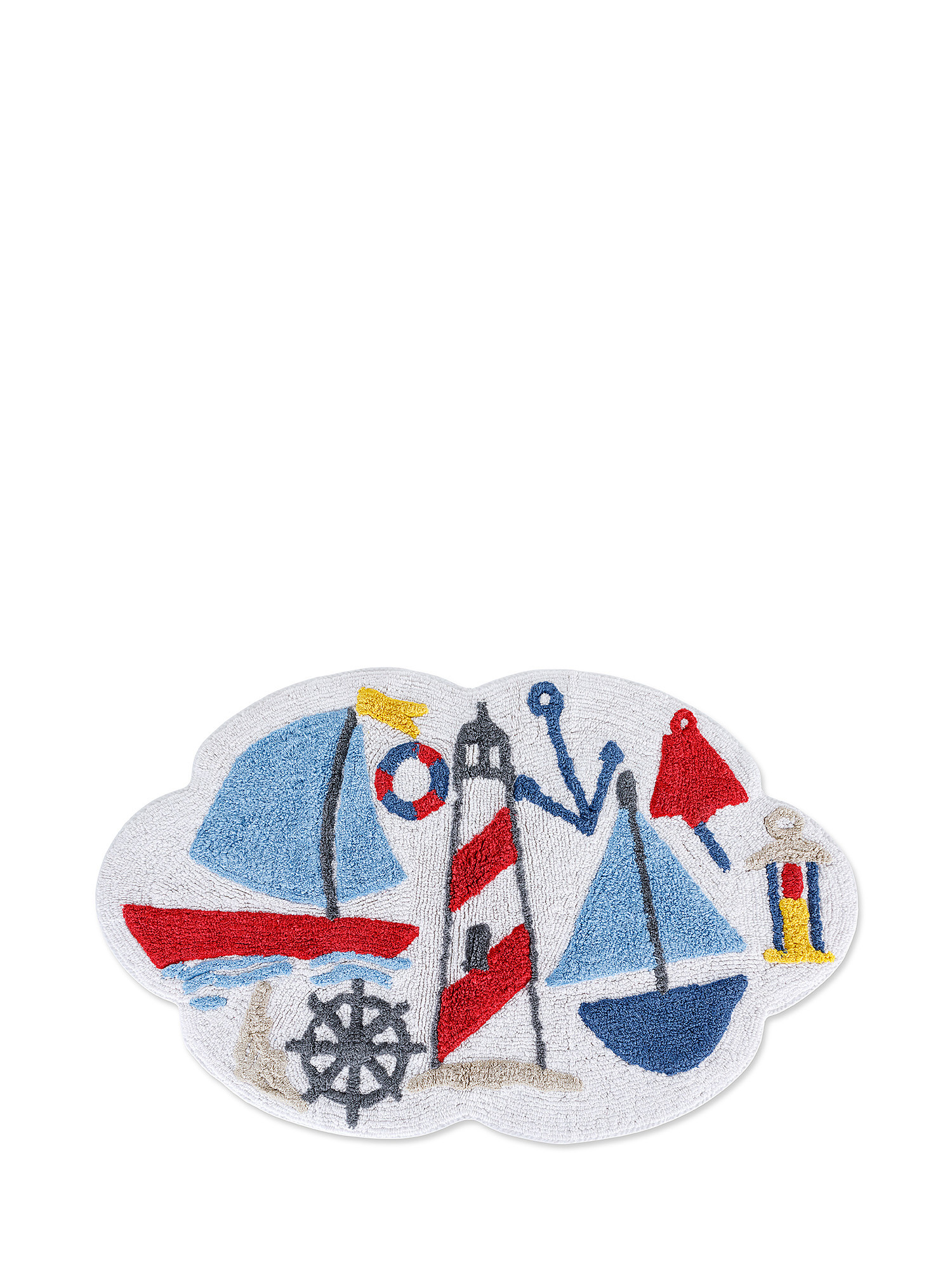 Shaped bath mat with marine motifs, Multicolor, large image number 0