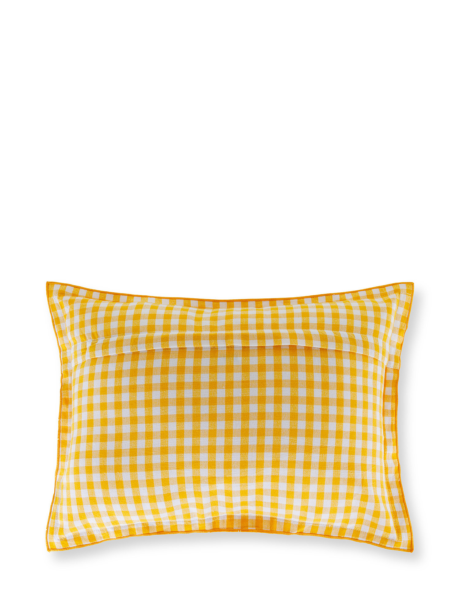 Washed cotton cushion with checks 35x50cm, Yellow, large image number 1