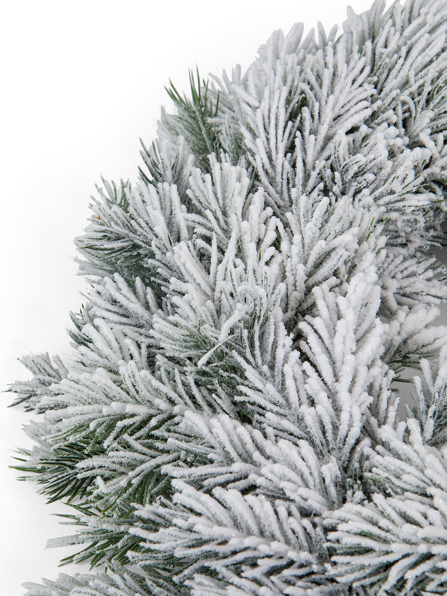 Corona decorativa di pino rivestita con neve artificiale, Bianco, large image number 1