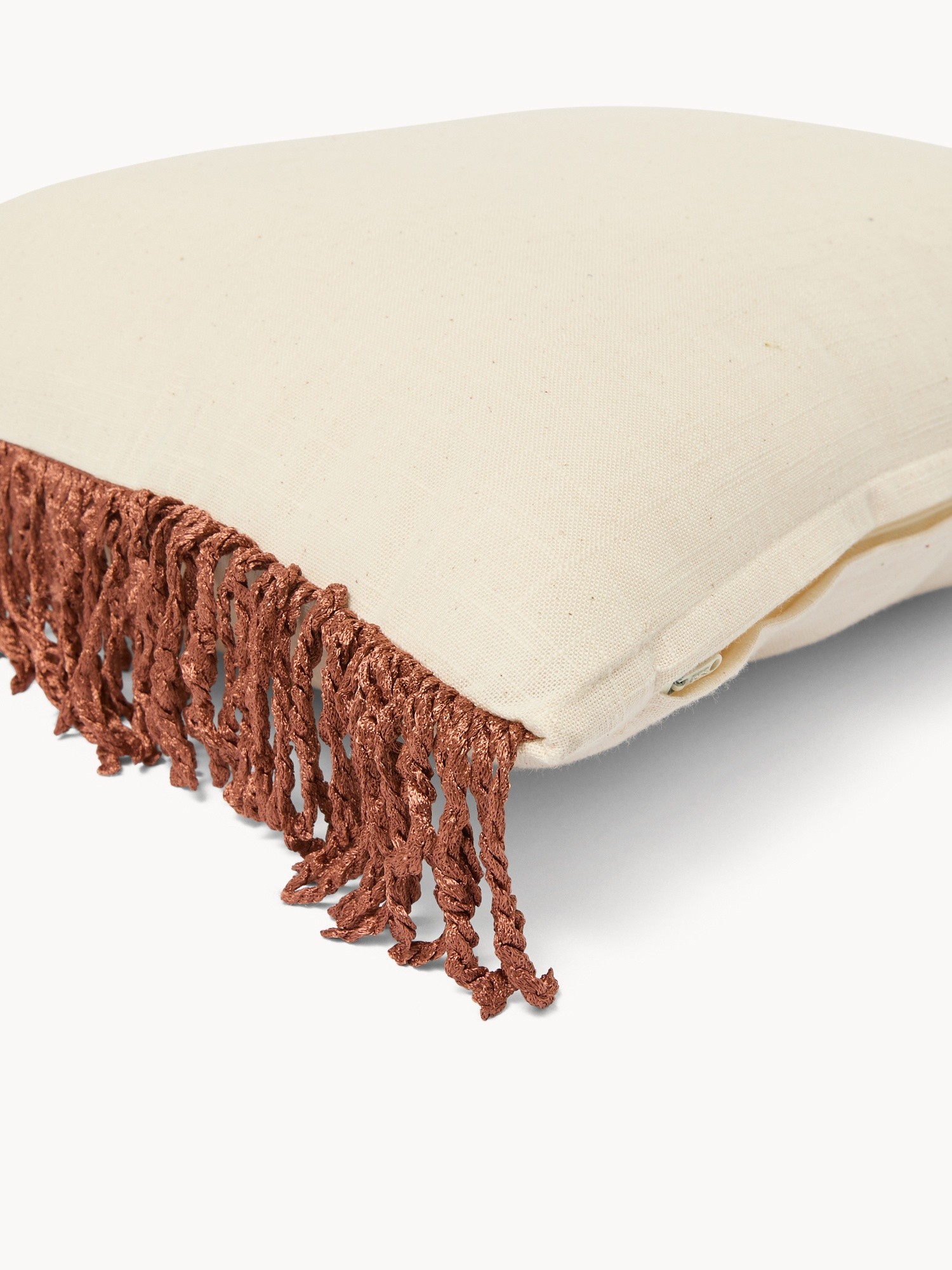 Cuscino in slub di cotone con frange 35x50cm - Prezzo di lancio, Bianco, large image number 1
