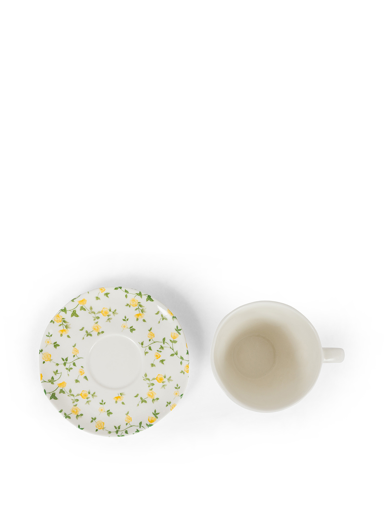 Porcelain coffee cup with flower motif, White, large image number 1